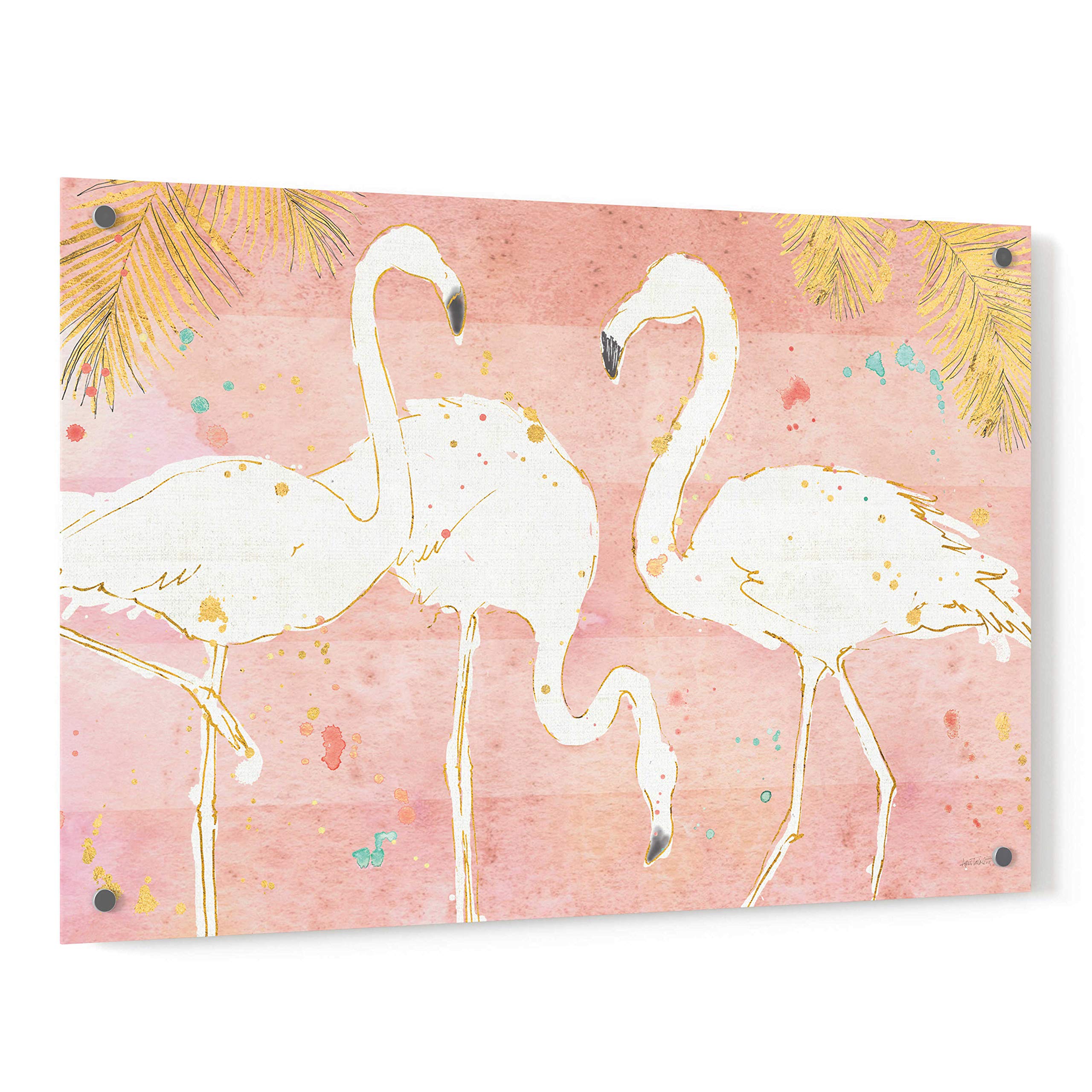 Epic Art 'Flamingo Fever IV' by Ann Tavoletti - Vibrant Acrylic Glass Wall Decor 36x24 Inches - Perfect for Living Room, Bedroom & Office Decor