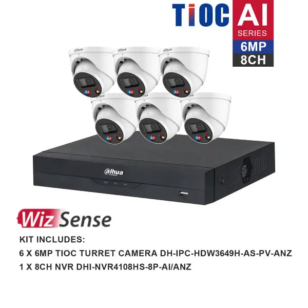 **Dahua TIOC 6MP 8-Channel Security Camera System Kit (DH-K6086TIOC) – Outdoor/Indoor Surveillance for Home & Business Protection**