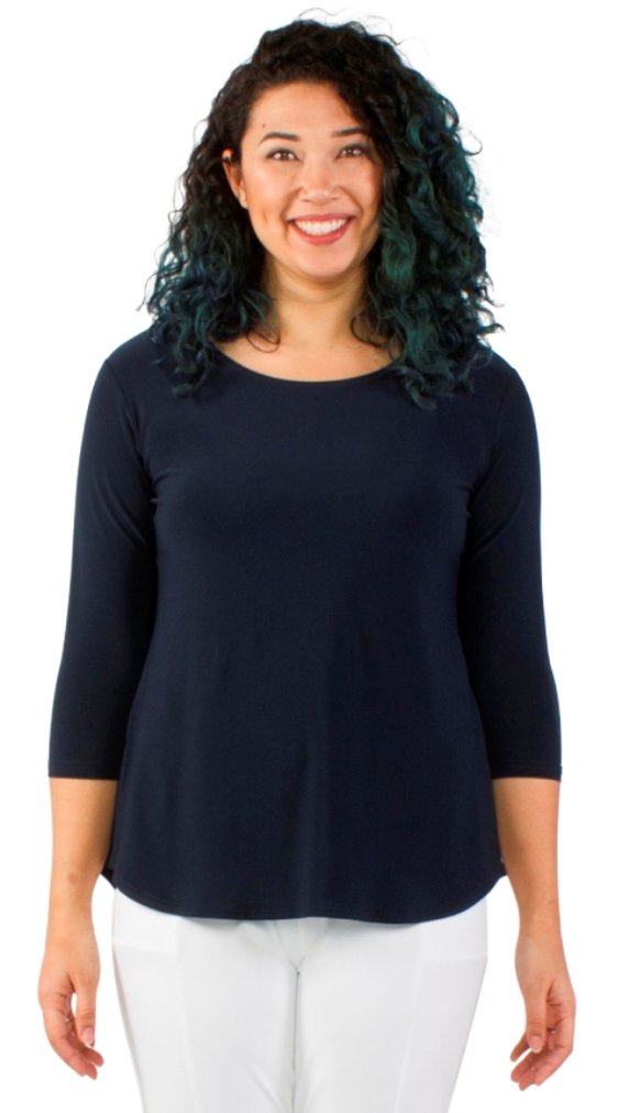 Plus Size Women's Classic 3/4 Sleeve T-Shirt - Comfortable Casual Tee for Everyday Wear, Work & Weekend Outfits