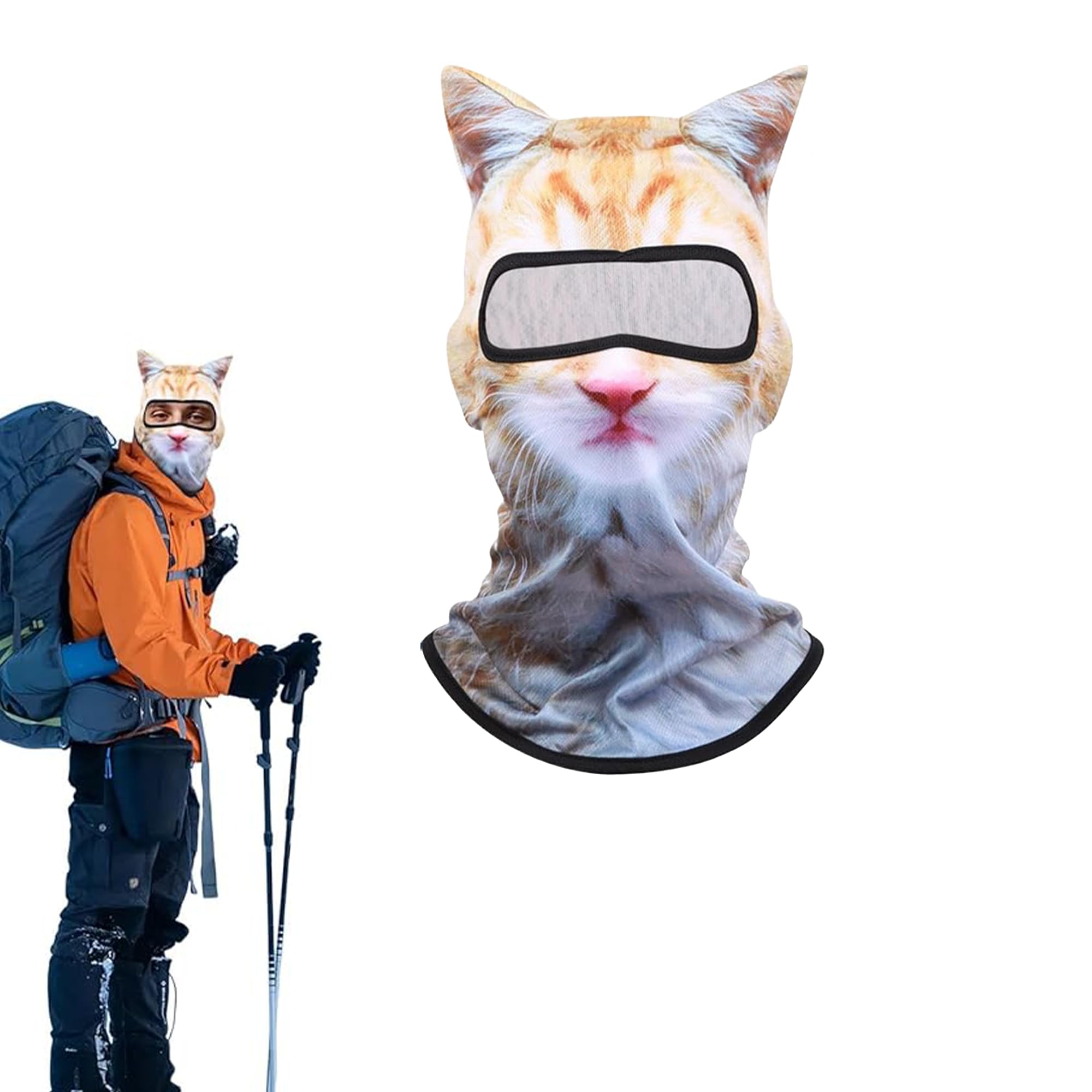 3D Cat Ski Balaclava Face Mask with Ears - Warm Winter Neck Gaiter for Skiing, Snowboarding, Music Festivals, Halloween & Outdoor Activities - Perfect for Cold Weather & Costume Parties