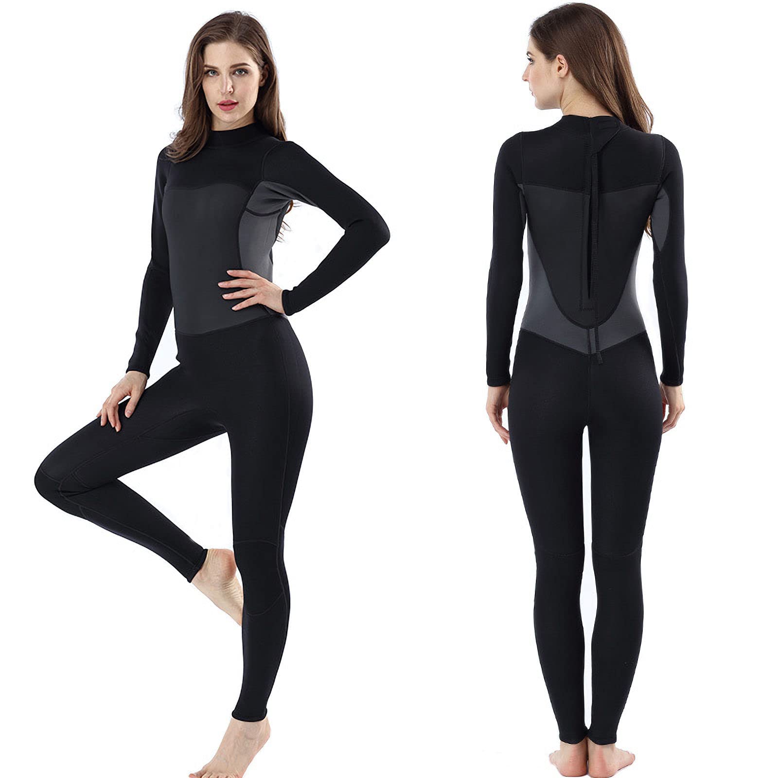 RWHXN Women's 3mm Neoprene Full Body Wetsuit with UV Protection - Long Sleeve Back Zip Diving Suit for Surfing, Swimming, Snorkeling & Kayaking | Warm Water Sports Gear for Ocean Adventures & Pool Training