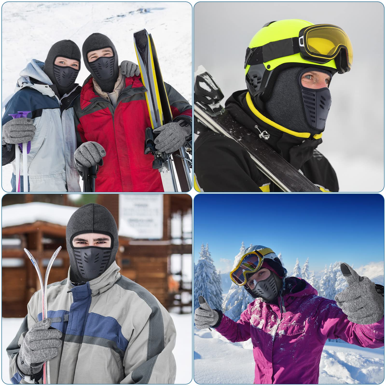 Breathable Winter Balaclava Face Mask & Touch Screen Ski Gloves Set - Full Face Cover for Men & Women - Perfect for Skiing, Snowboarding, Motorcycle Riding & Outdoor Winter Activities