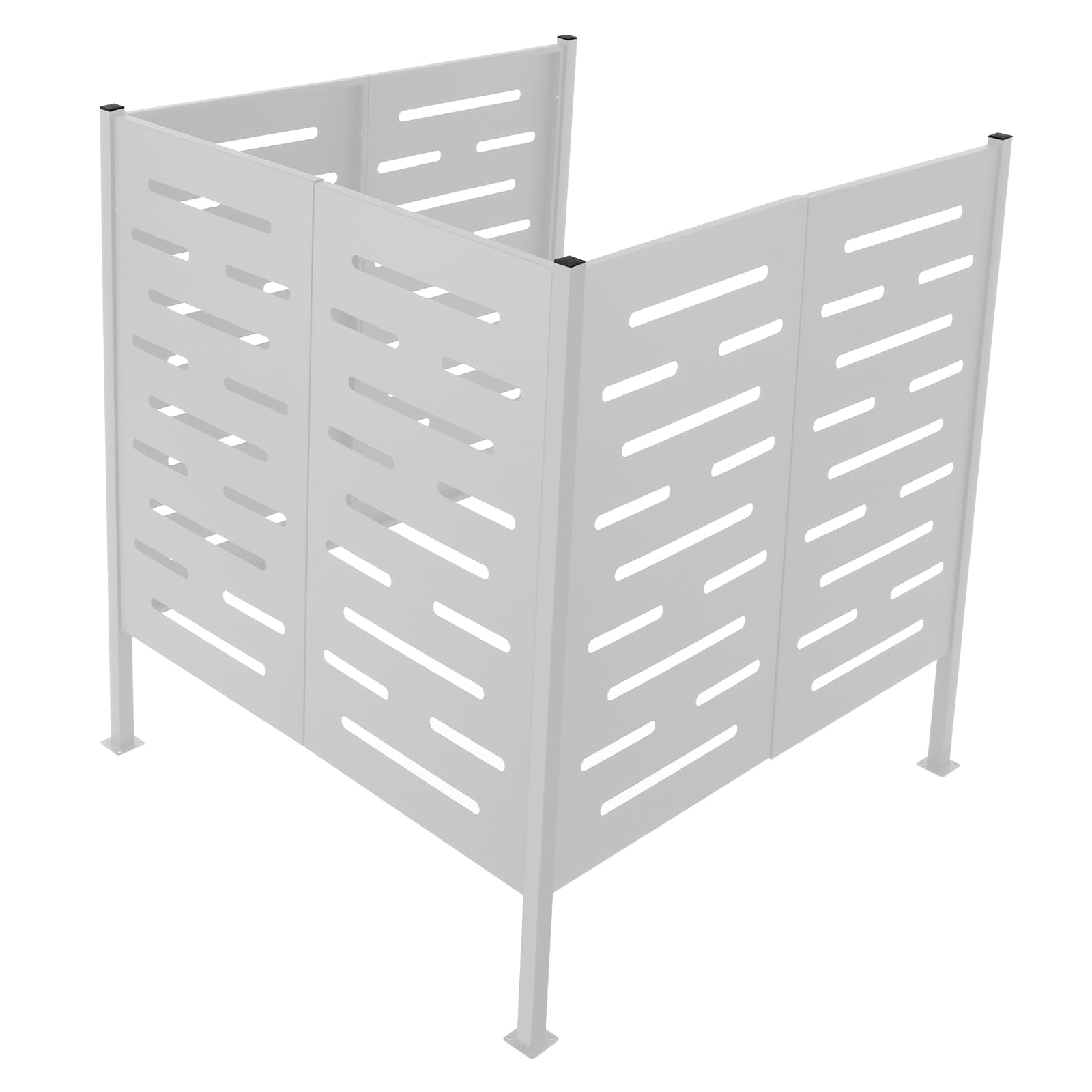 White Iron AC Privacy Screen Fence Panel - Outdoor Air Conditioner Cover & Enclosure to Hide AC Unit - Durable Weatherproof Equipment for Backyard, Patio & Garden Privacy