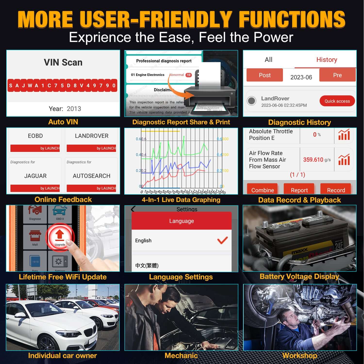 LAUNCH X431 Creader Elite OBD2 Scanner for Land Rover & Jaguar - Bidirectional Diagnostic Tool, Full System Code Reader | Car Engine & Transmission Scan for DIY & Professional Use