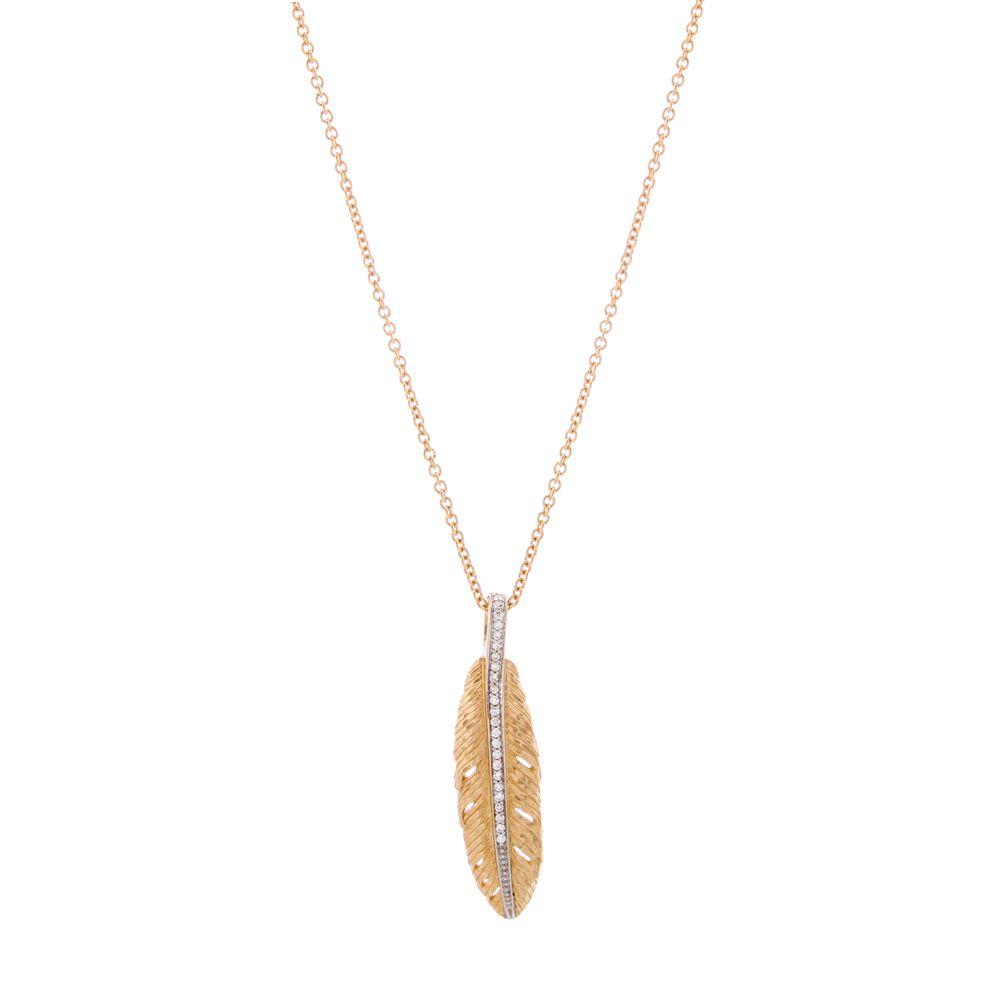 Exquisite 37mm Feather Pendant Necklace with Genuine Diamonds - Elegant Jewelry Gift for Women, Perfect for Weddings, Anniversaries & Special Occasions
