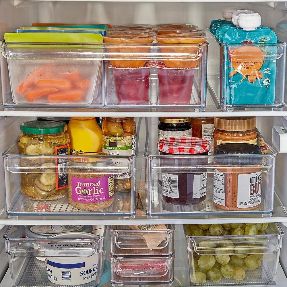iDesign Linus Fridge Binz Deep Tray - Clear Plastic Refrigerator Organizer for Fruits, Vegetables & Snacks - Perfect for Kitchen Storage & Food Organization