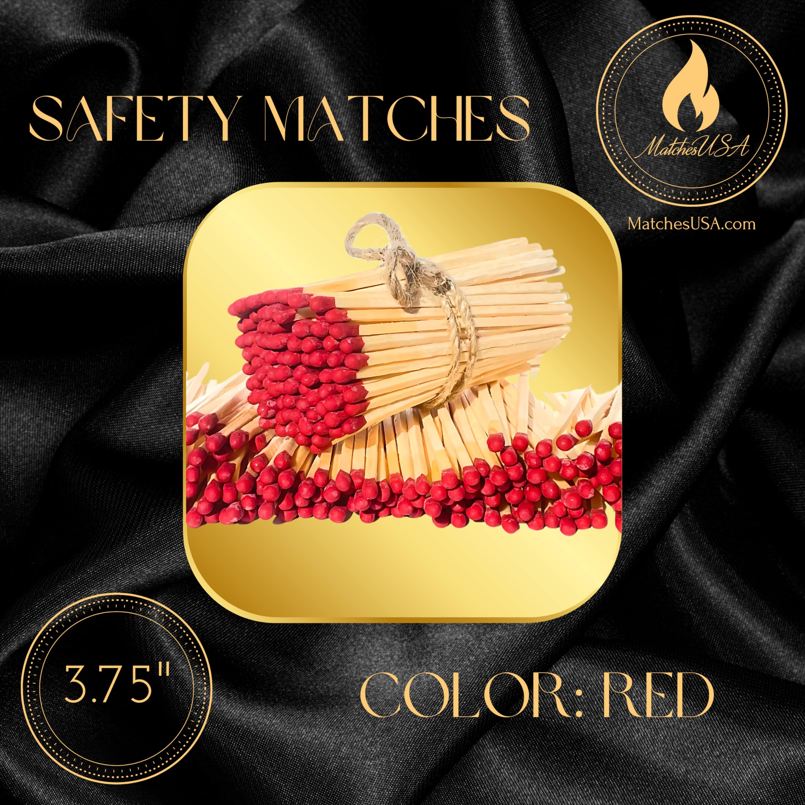 3.75 Inch Red Safety Matches - 100 Count Wooden Matchsticks Bundle for Fireplace, Candles & Camping - Long Burning Replacement Matches for Home, Outdoor & Emergency Use