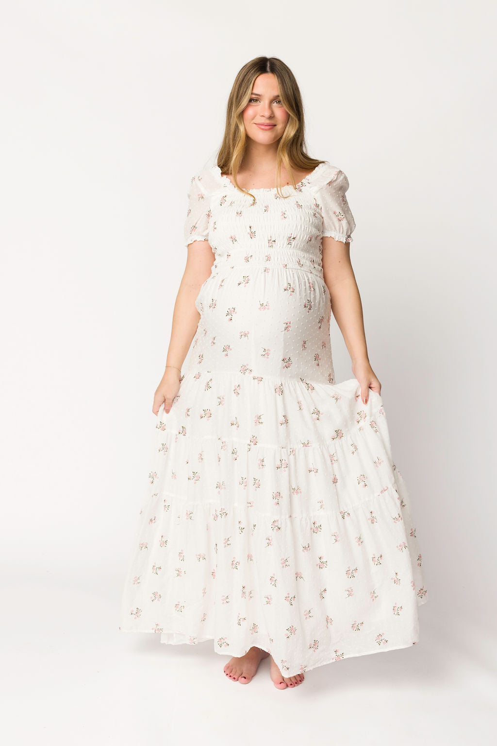 Harper Worth Women's Floral Maxi Dress - Pink Maternity Bump Friendly Long Dress for Pregnancy, Nursing & Postpartum | Perfect for Baby Showers, Beach Vacations & Summer Outfits