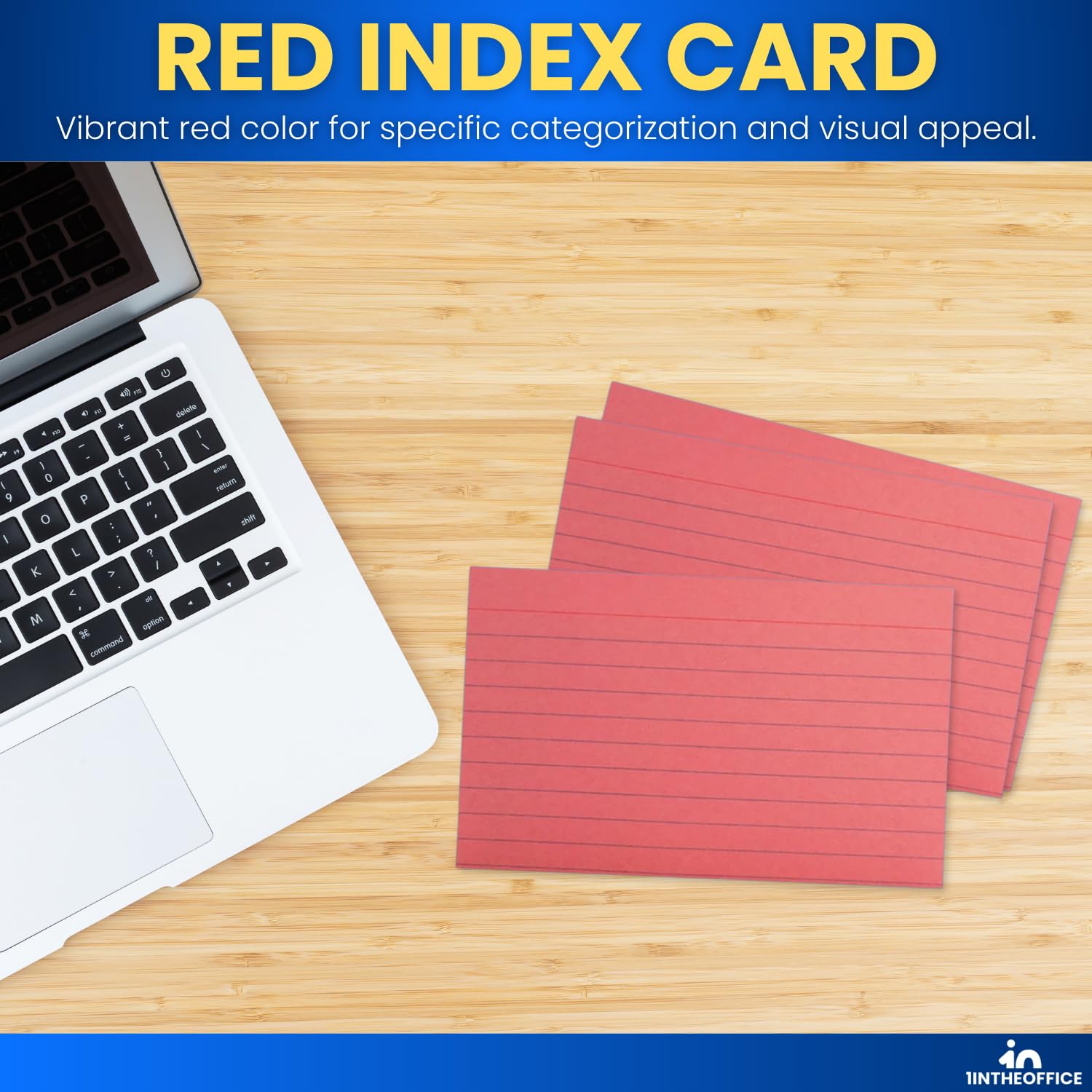 1InTheOffice 3x5 Index Cards - 400 Pack, Colored & Lined Note Cards in Red - Perfect for Study Notes, Office Organization, and Flash Cards