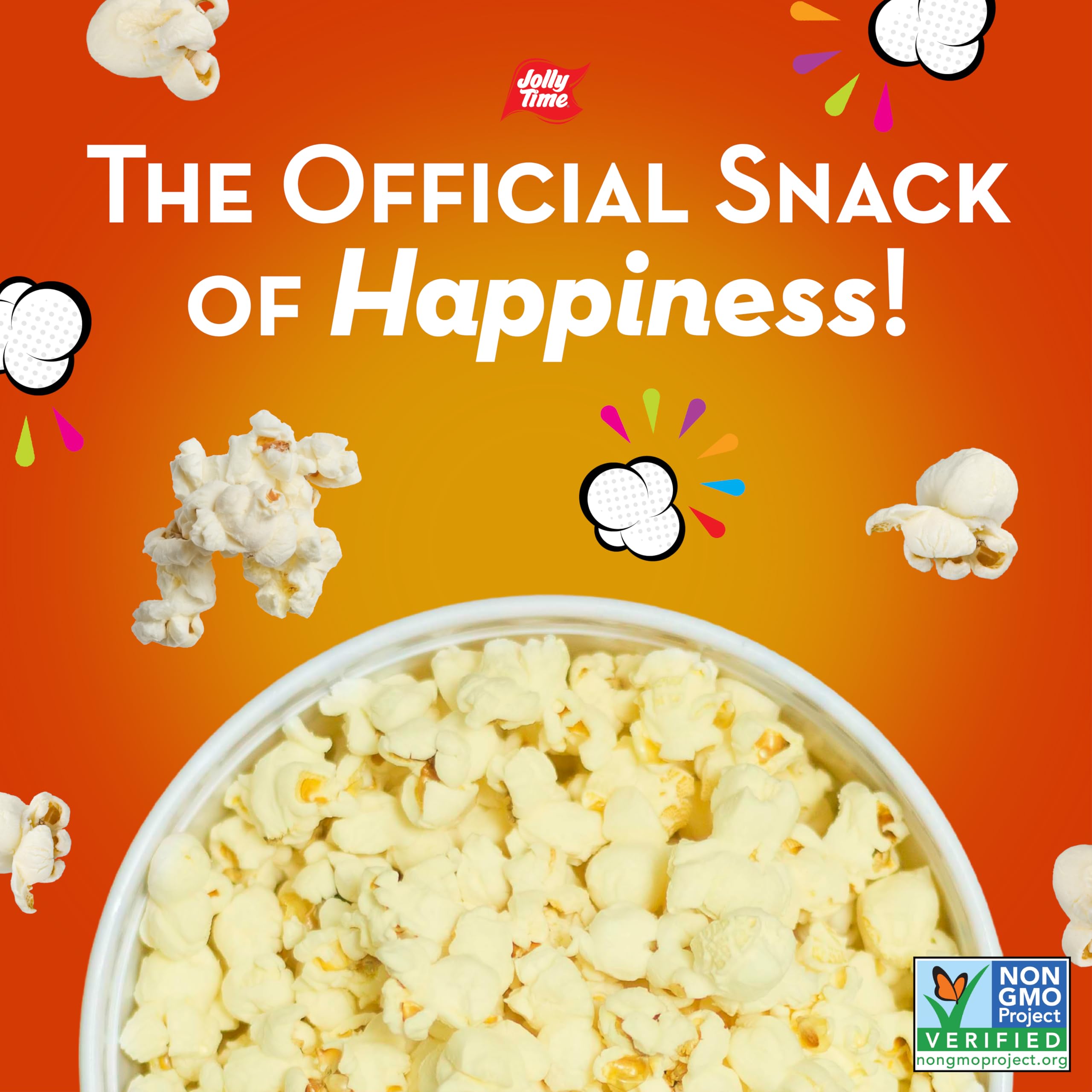 Jolly Time Healthy Pop Microwave Popcorn - Low Fat, Gluten Free, Non-GMO, Butter & Sea Salt Flavor (1.2oz Bags, Pack of 4) | Perfect for Movie Nights, Healthy Snacking & Office Breaks