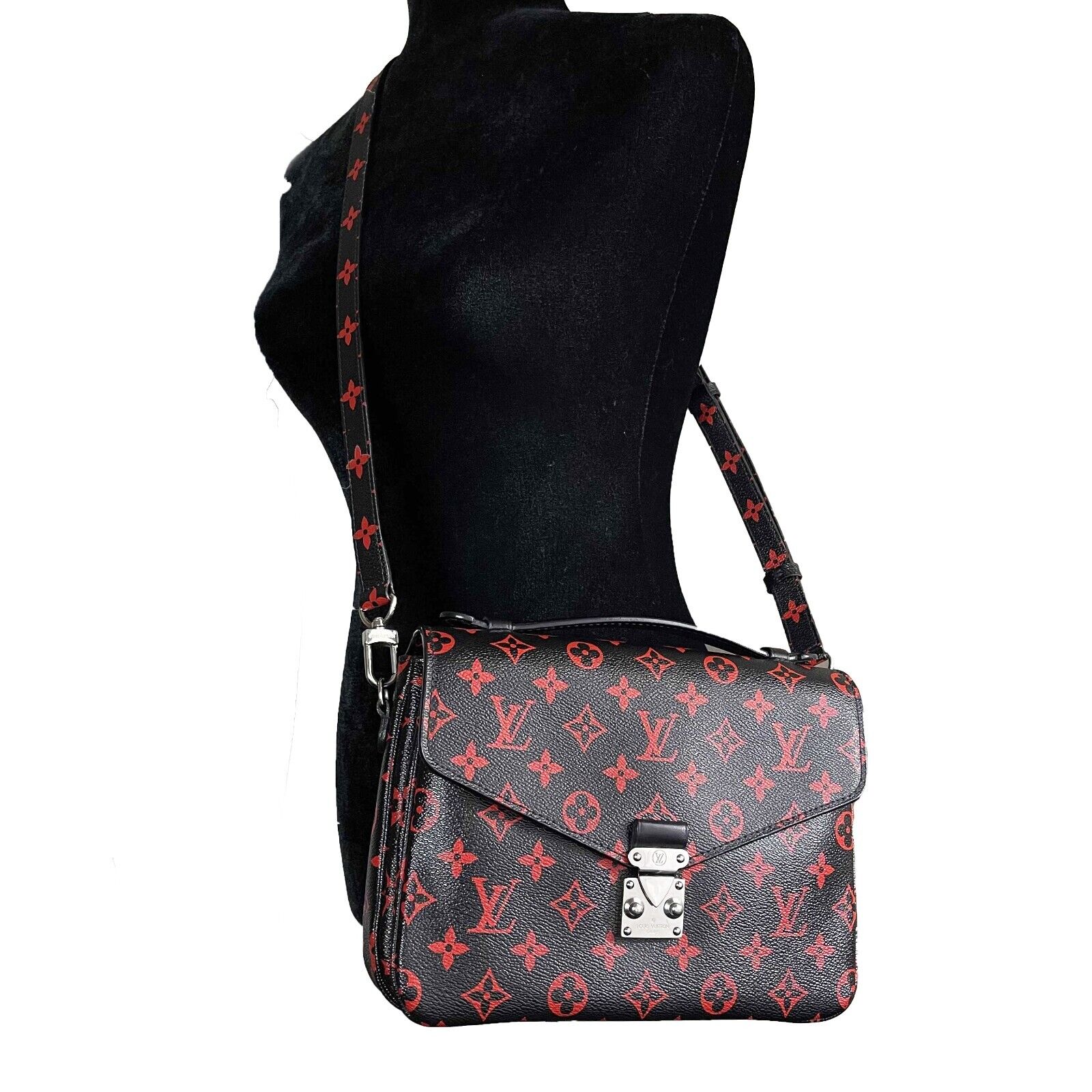 Louis Vuitton Monogram Infrarouge Pochette Métis Crossbody Bag in Black & Red | Luxury Designer Handbag for Women | Perfect for Date Night, Travel & Everyday Use