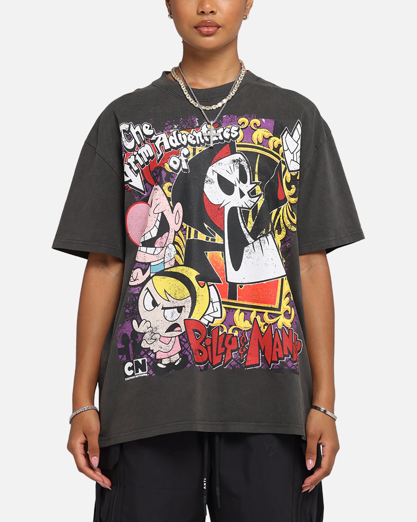 Cartoon Network Grim Adventures Heavy Cotton T-Shirt - Black Wash | Vintage American Thrift Style | Perfect for Casual Wear, Cosplay & Fan Merchandise