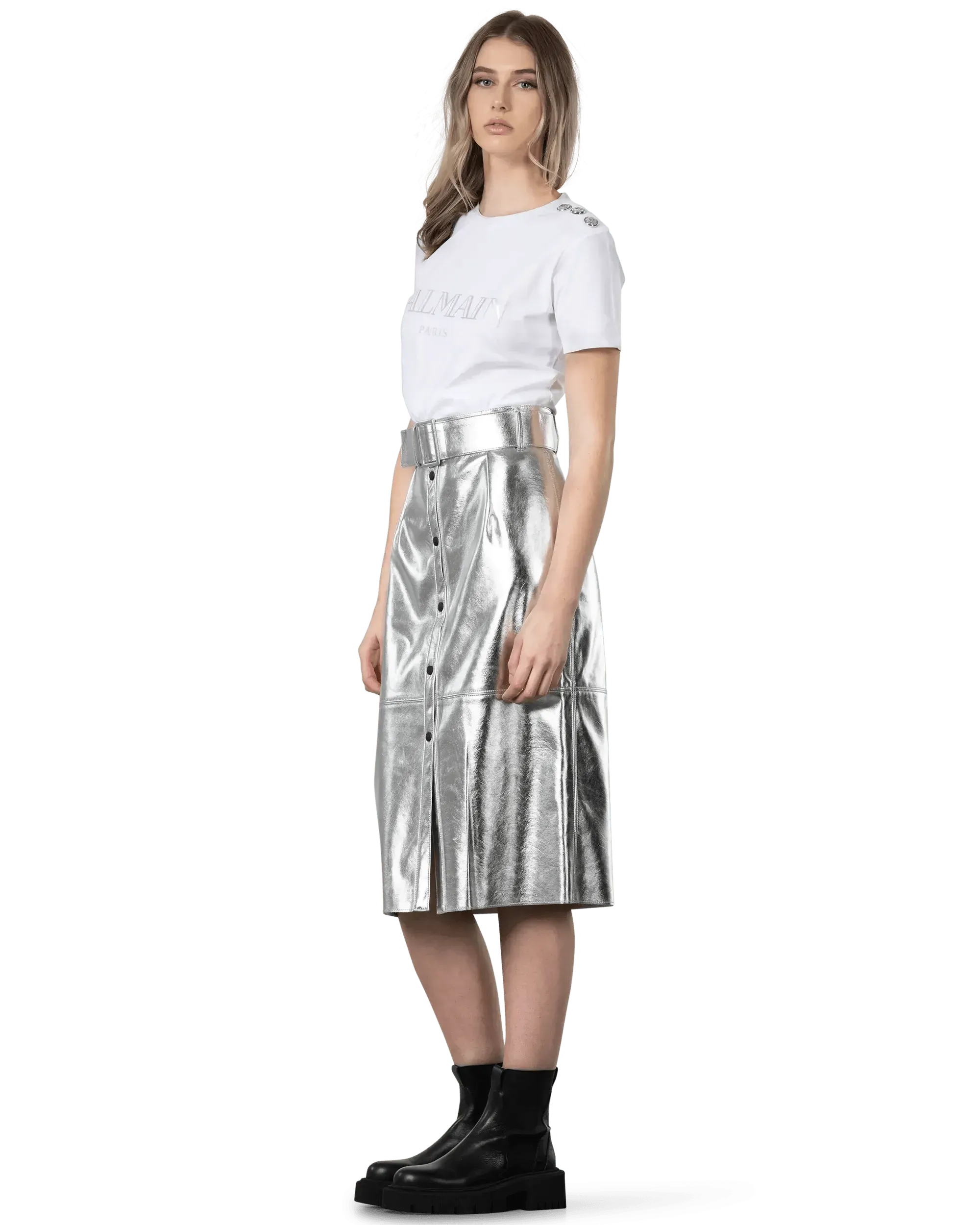 Stylish Belted Button-Up Knee Length Skirt for Women | A-Line Midi Skirt with Adjustable Waist | Perfect for Office, Casual Outings & Date Nights