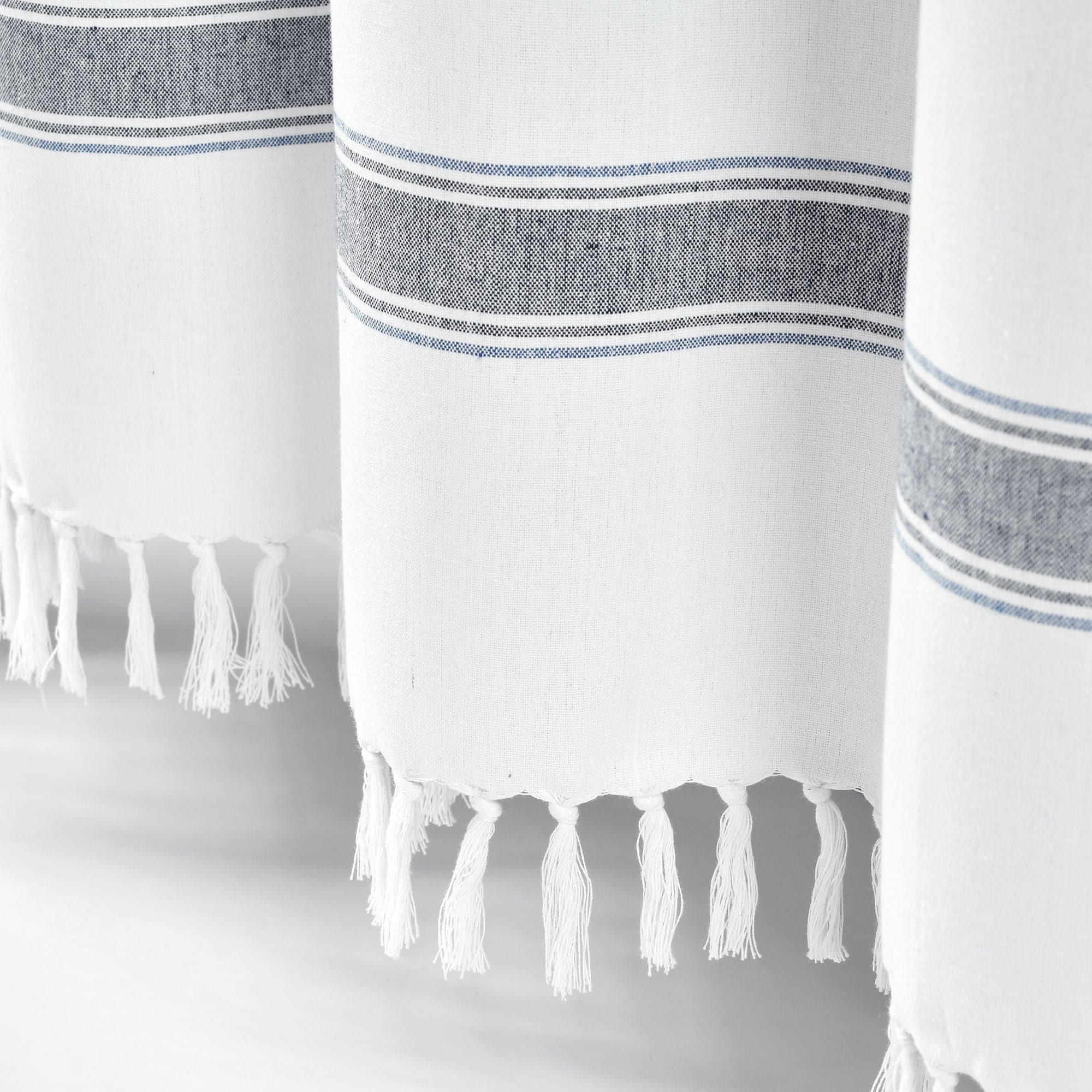 Eco-Friendly Striped Woven Cotton Shower Curtain - Textured Yarn Dyed Recycled Fabric for Bathroom Decor - Perfect for Modern, Rustic & Farmhouse Bathrooms