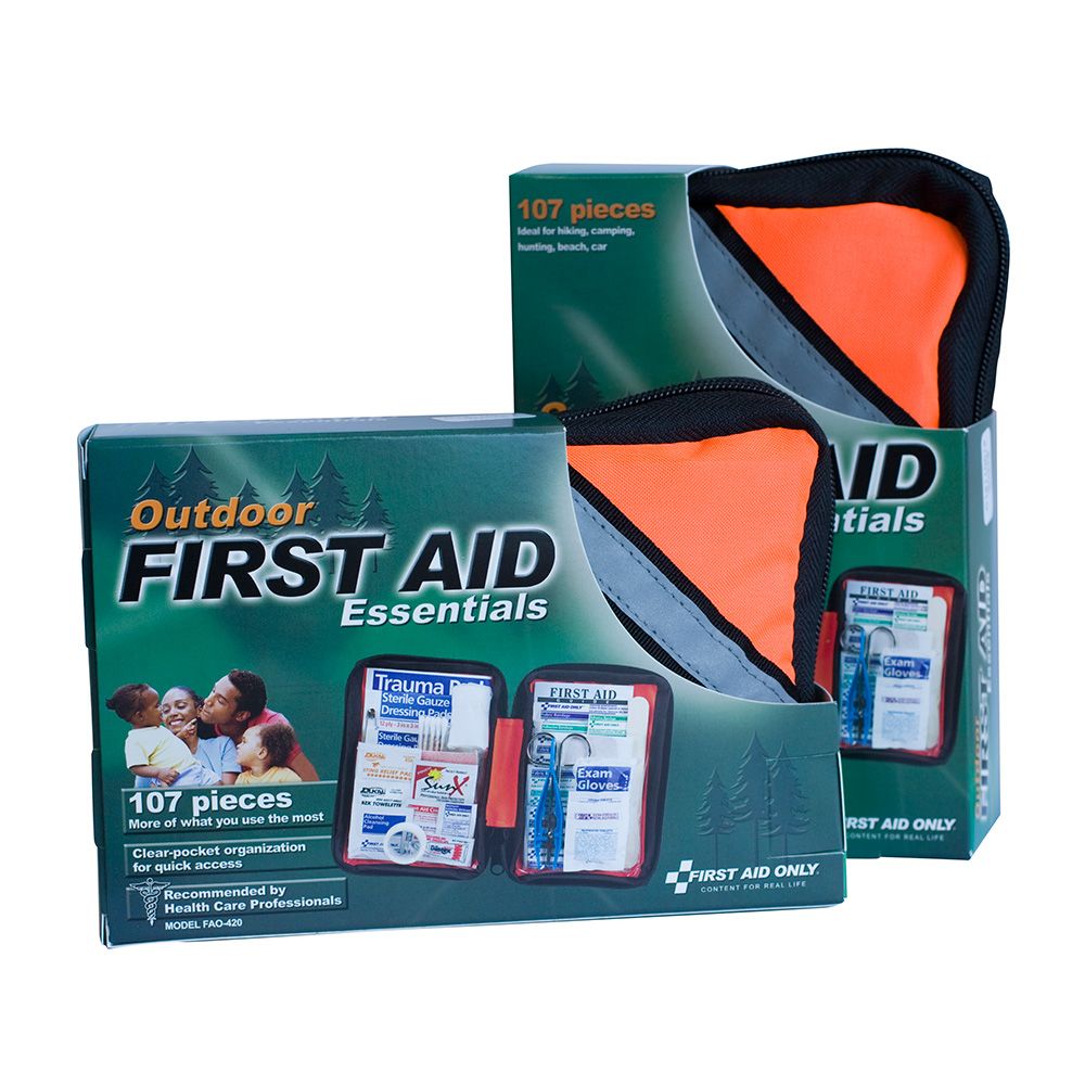 First Aid Only 107-Piece Outdoor First Aid Kit with Fabric Case - Essential Emergency Medical Supplies for Camping, Hiking, Travel & Survival