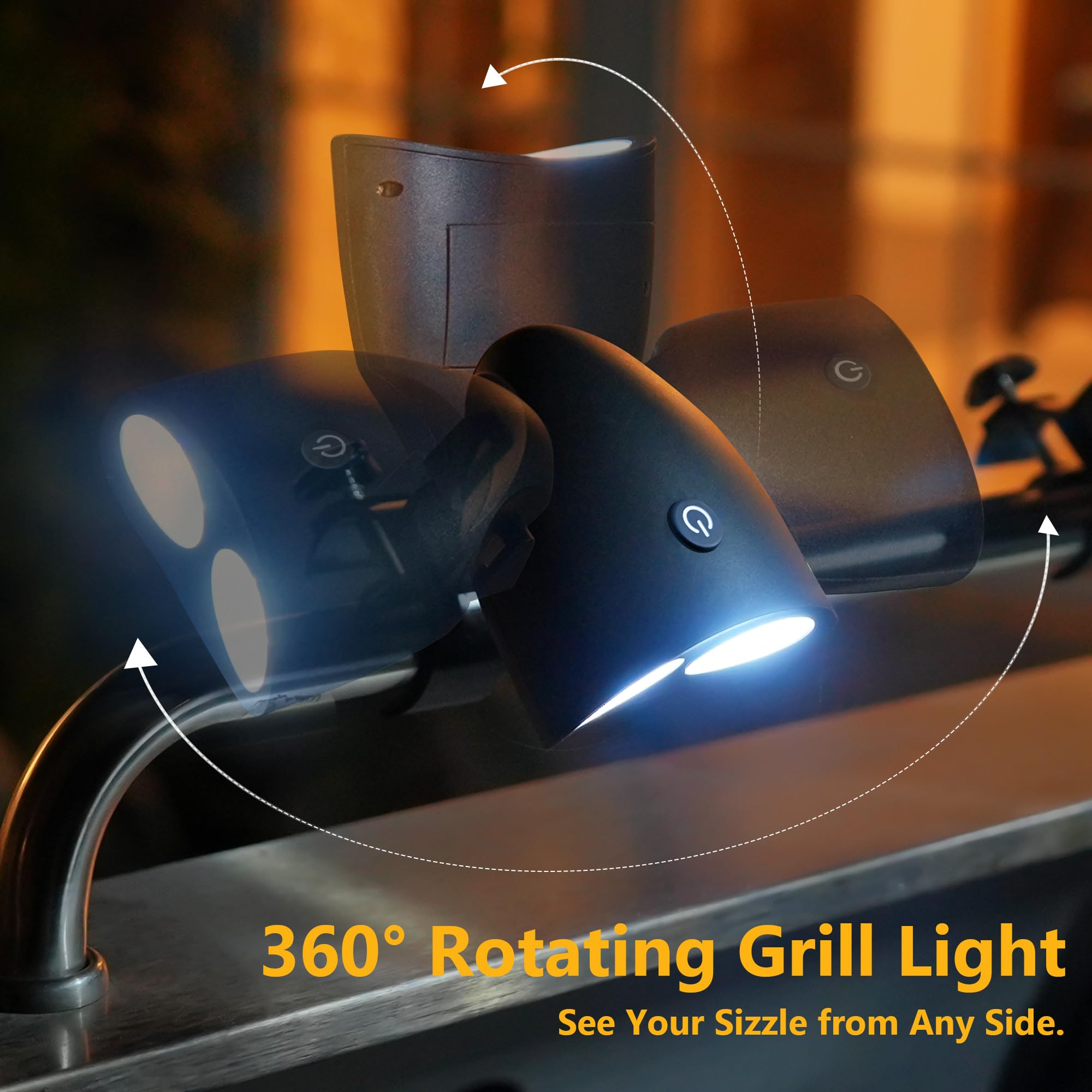10 LED Waterproof Grill Lights with Aluminum Clip - Durable BBQ Accessories for Outdoor Cooking, Camping & Cycling - Perfect Gift for Men (Grilling, Backyard Parties, Nighttime Adventures)