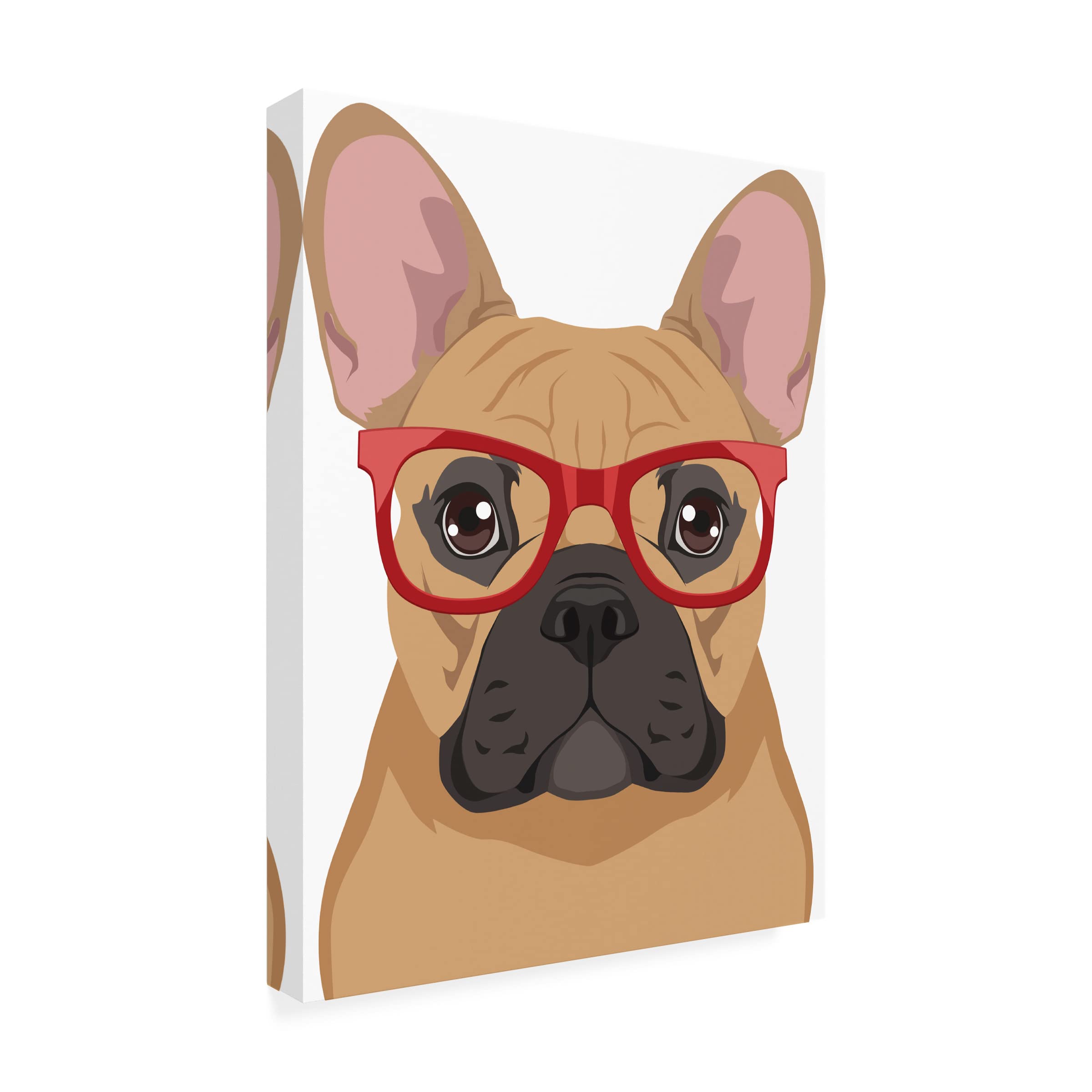 French Bulldog Wearing Hipster Glasses Canvas Wall Art - Modern Home Decor for Living Room, Bedroom & Office - Premium Trademark Fine Art Print by Furbaby Affiliates
