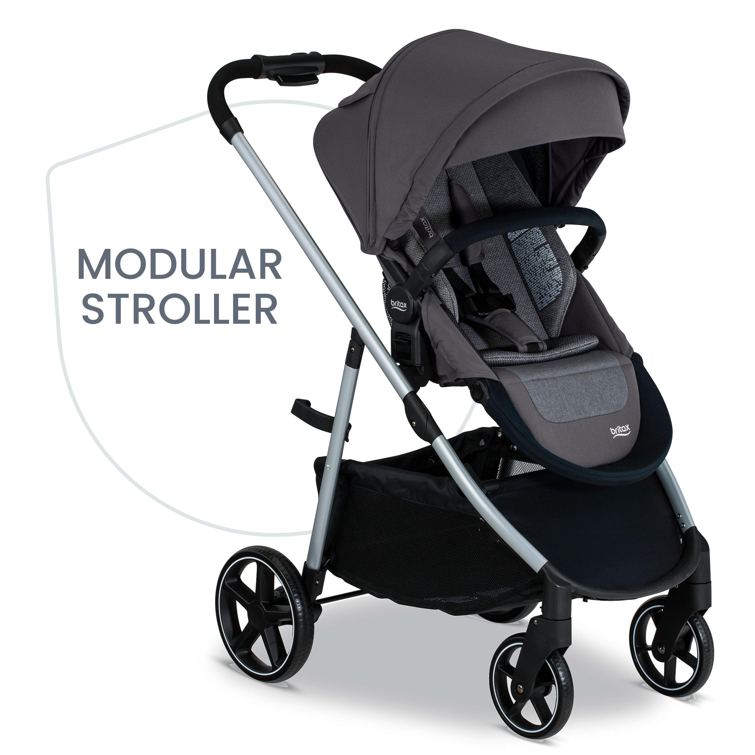 Britax Grove™ Modular Stroller - Lightweight Travel Stroller with CozyFit™ Insert & Bumper Bar | 6 Riding Modes | SafeWash Fabric | Pindot Stone | Perfect for City Walks, Shopping & Family Outings