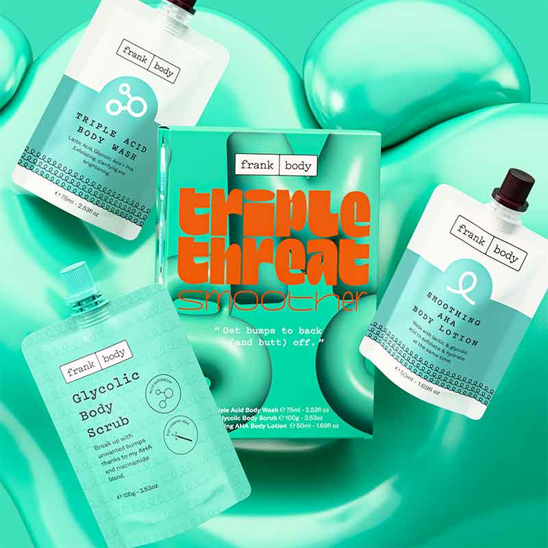 Frank Body Triple Threat Smoother Gift Set - Exfoliating, Hydrating & Brightening Skincare Kit for Glowing Skin | Perfect for Dry Skin Care & Self Care Routine