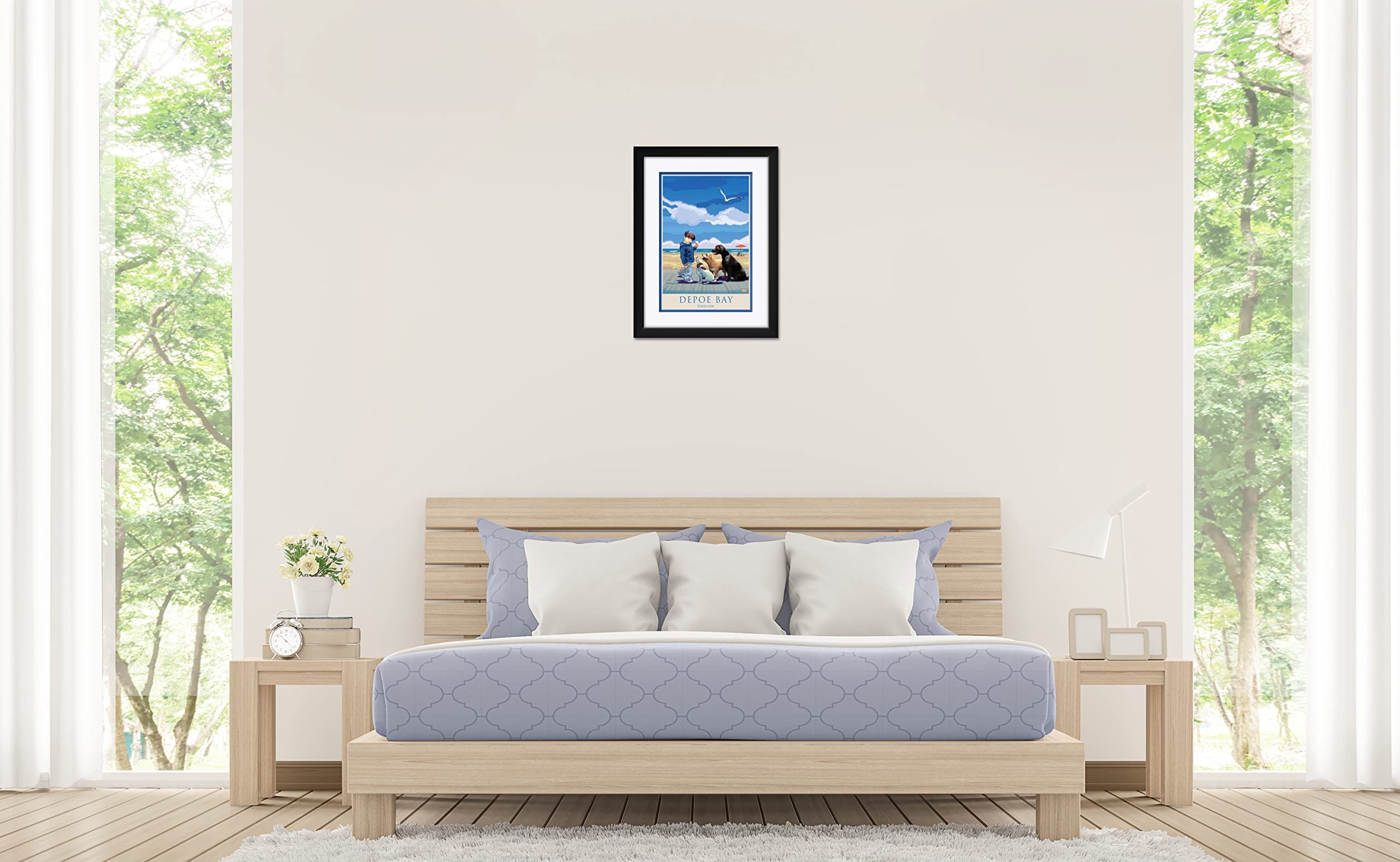 Depoe Bay Oregon Dog Art Print - Professionally Framed & Matted 18
