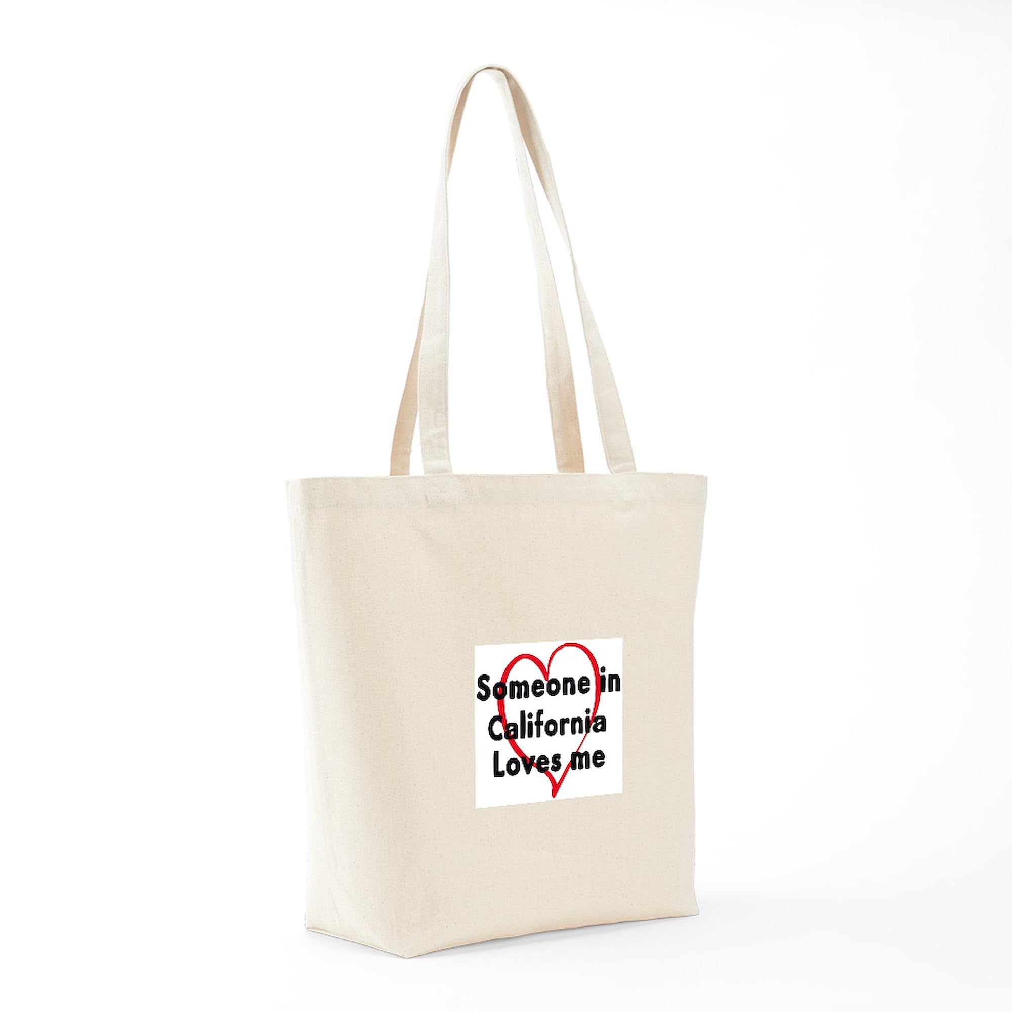 California Tote Bag - Natural Canvas Reusable Shopping Bag with 'Loves Me' Print | Eco-Friendly Grocery Tote for Beach, Market & Travel | CafePress
