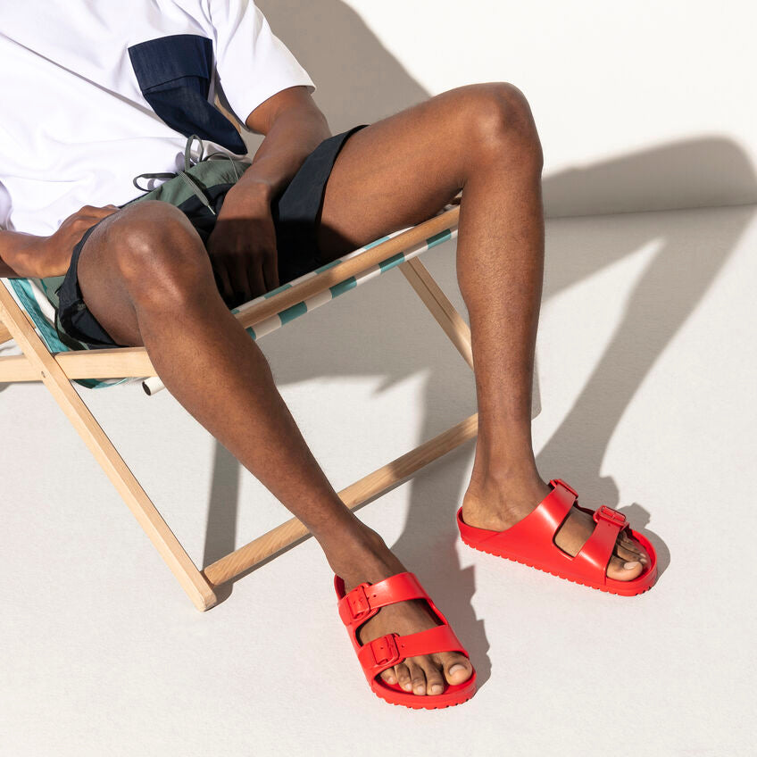 Birkenstock Arizona Eva Essentials Sandals for Women & Men - Comfortable Lightweight Slide Sandals in Active Red | Perfect for Beach, Pool, Travel & Casual Wear