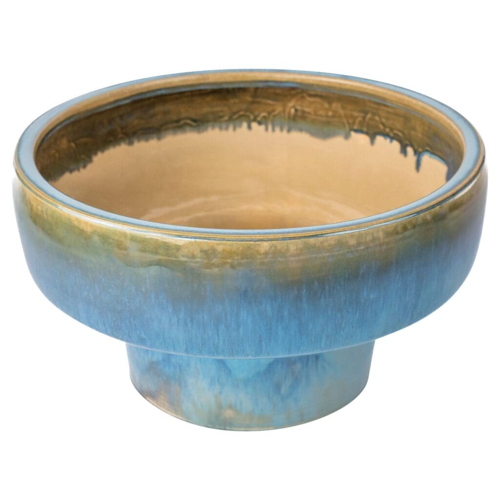 Cyan Design 11771 Elevated Bowl - Shellish Blue Tall Ceramic Serving Bowl for Salads, Fruits & Desserts | Elegant Home Dining & Party Decor