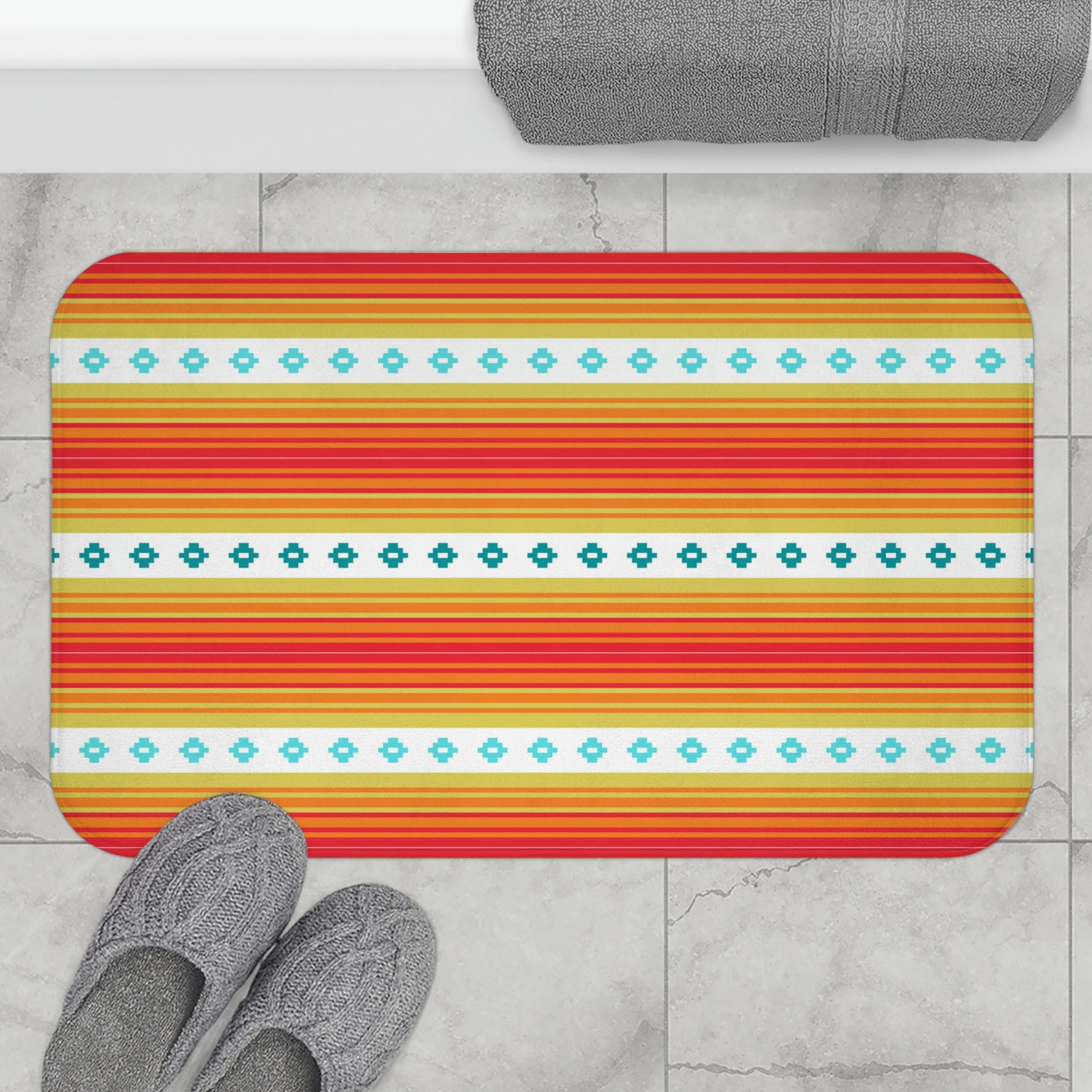 Boho Bath Mat - Soft Microfiber Non-Slip Bathroom Rug with Southwestern Design for Small & Large Spaces | Perfect for Bathroom Decor and Cozy Home Use