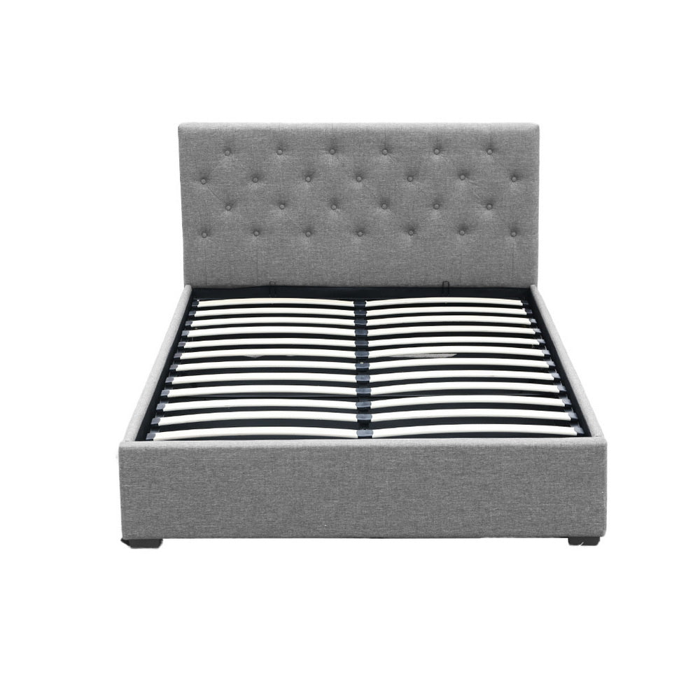 Dorilla Gas Lift Storage Double Bed Frame with Hydraulic Mechanism - Grey | Modern Platform Bed with Underbed Storage | Perfect for Small Spaces, Guest Rooms & Apartments