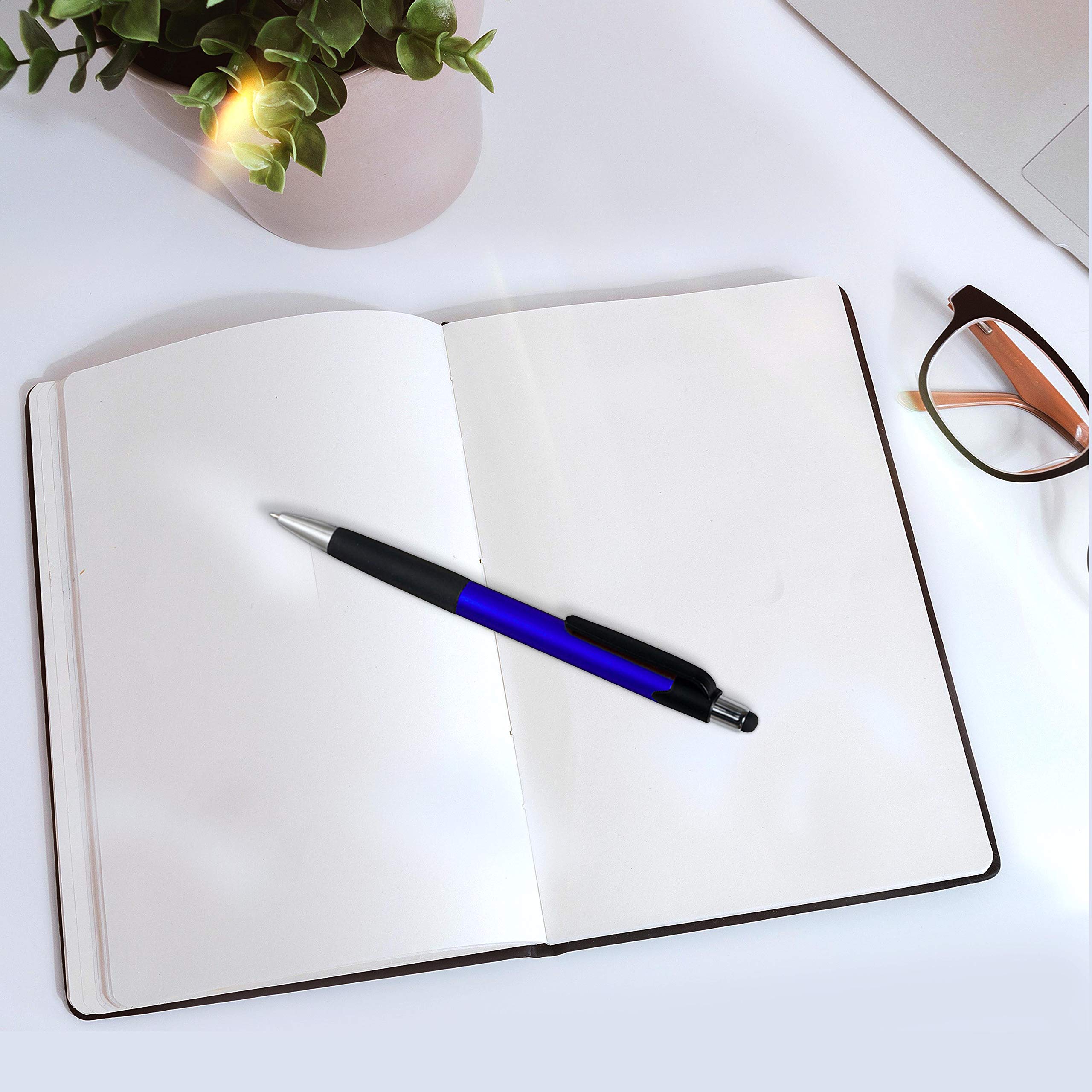 10 Pack Touch Screen Stylus Pens - Metallic Blue Plastic Pens for iPad, Tablet & Smartphone - Perfect for Note Taking, Drawing & Digital Signatures