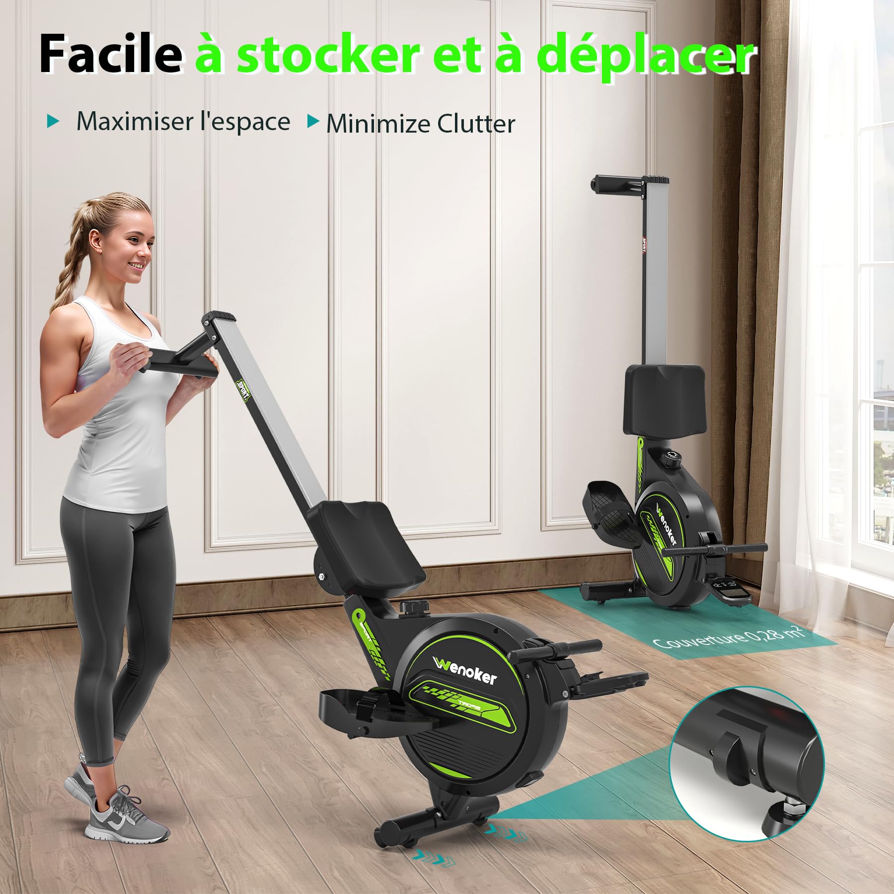 Wenoker Magnetic Rowing Machine for Home Gym - 160kg Capacity Indoor Rower with LCD Monitor - Perfect for Cardio Workouts, Full-Body Training & Home Fitness
