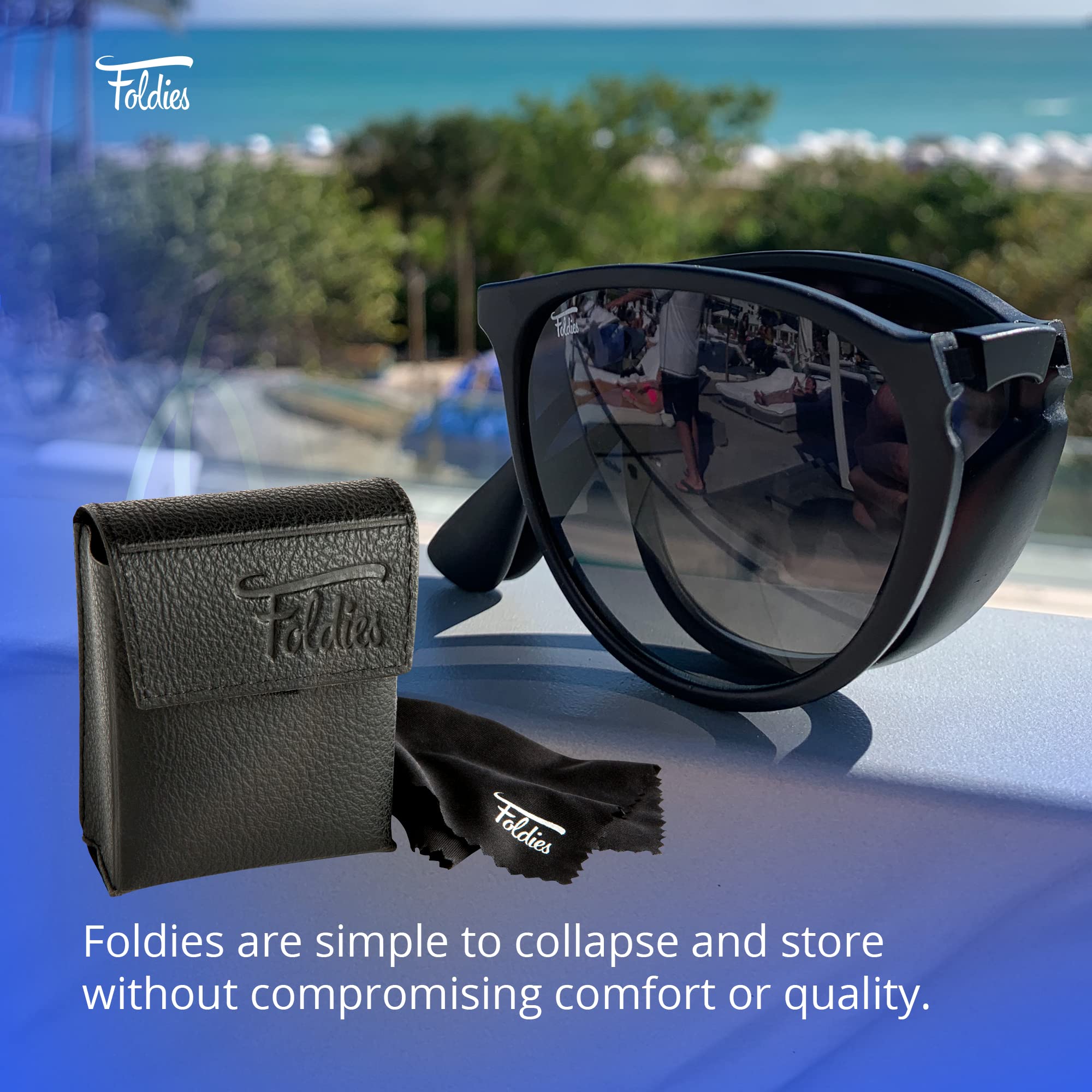 Milano Folding Sunglasses Polarized UV400 Protection - UVA/UVB Blocking Sunglasses for Men & Women - Compact Travel Sunglasses with Leather Case for Driving, Outdoor Sports & Beach Vacations