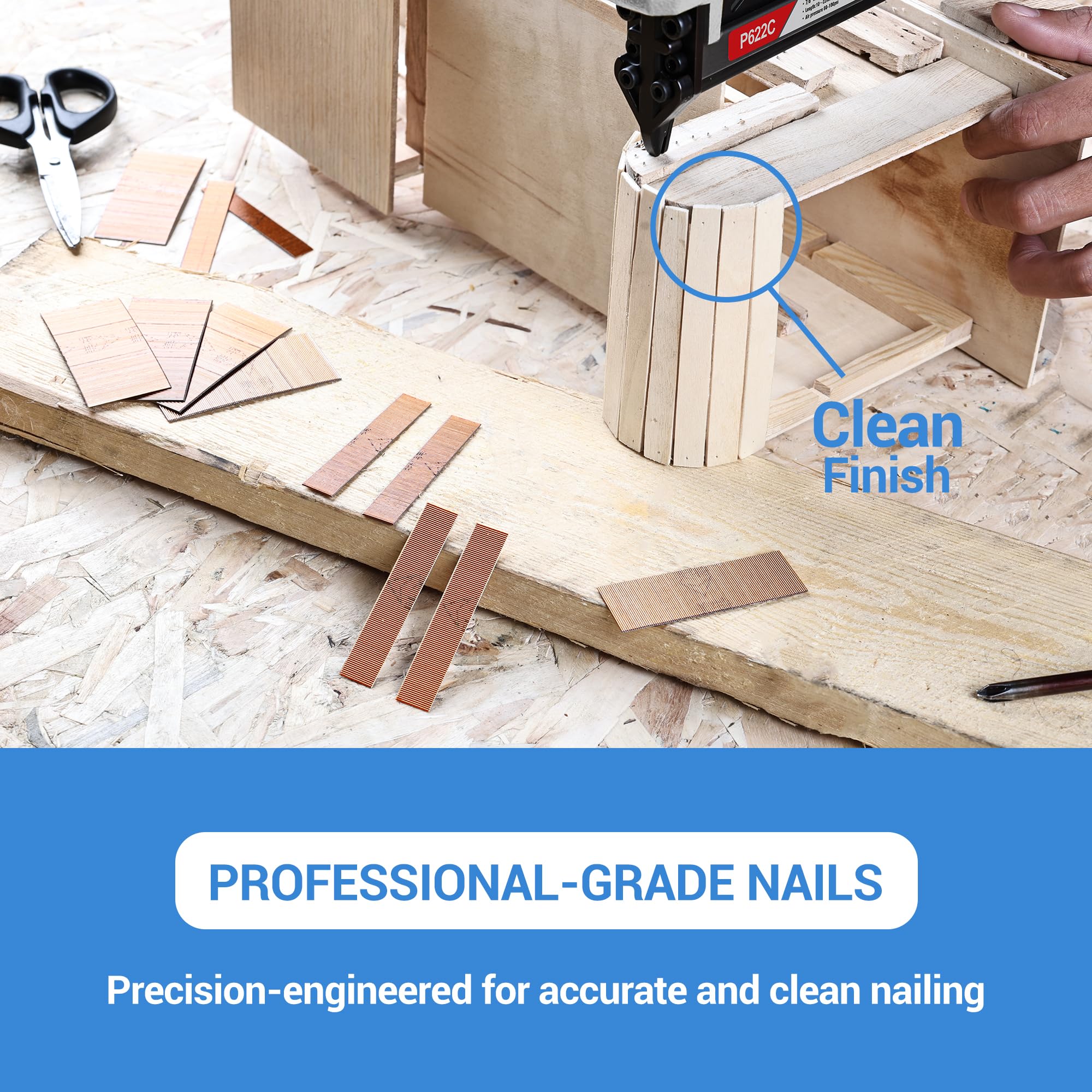 Meite 23 Gauge 1-3/8 Inch Copper Plated Headless Pin Nails for Pin Nailer - 3 Boxes (1500 Pcs) - Perfect for Fine Woodworking, Trim Work, Cabinet Making and Furniture Repair