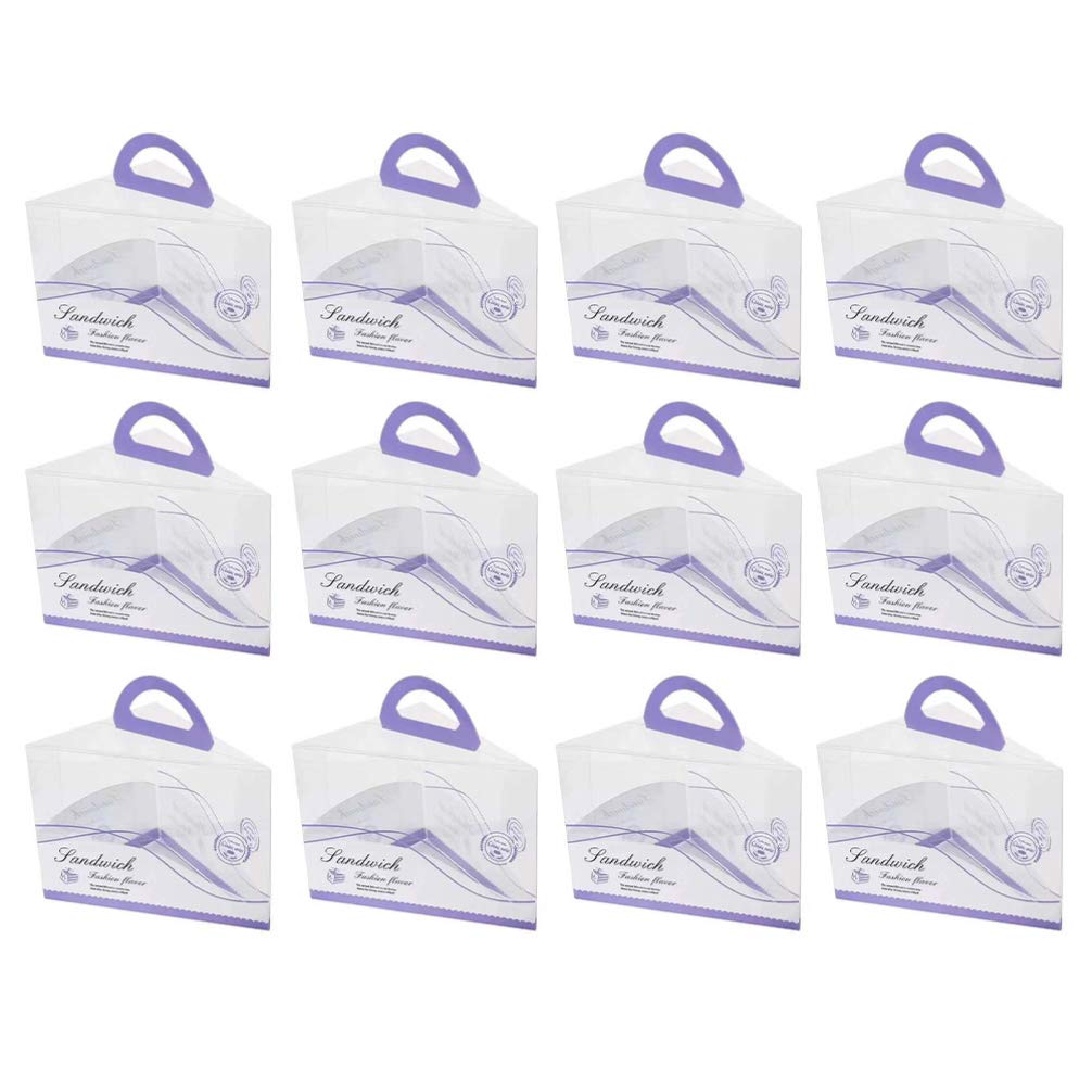 DOITOOL 12-Piece Clear Triangle Dessert Boxes - Plastic Cake Containers for Cupcakes, Cookies, Mooncakes & Cheesecakes | Perfect for Bakery Display, Party Treats & Gift Packaging