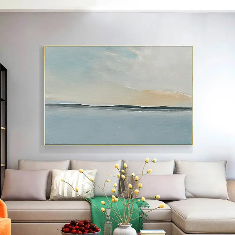 Ocean and Sky Painting - Handmade Canvas Art #OS023 for Home Decor, Office Wall Art, and Living Room Aesthetic