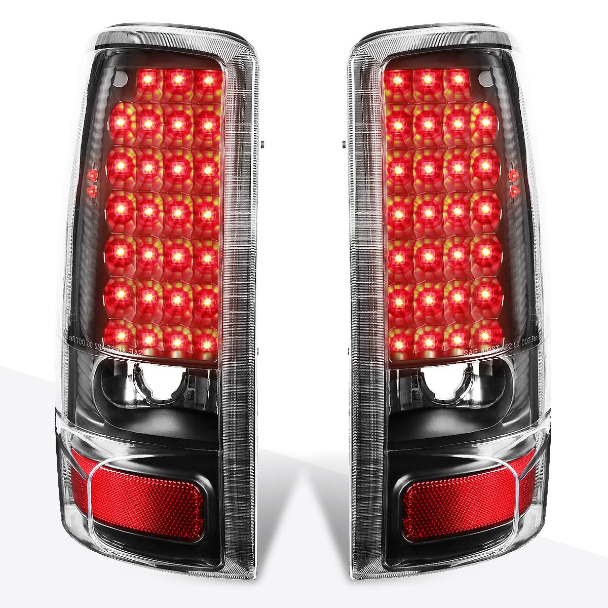 PM PERFORMOTOR Full LED Tail Lights Brake Lamps Assembly - Compatible with 00-06 Chevy Tahoe & GMC Yukon (Black Housing/Clear Lens) - Upgrade Your Truck's Style & Visibility for Night Driving & Off-Road Adventures