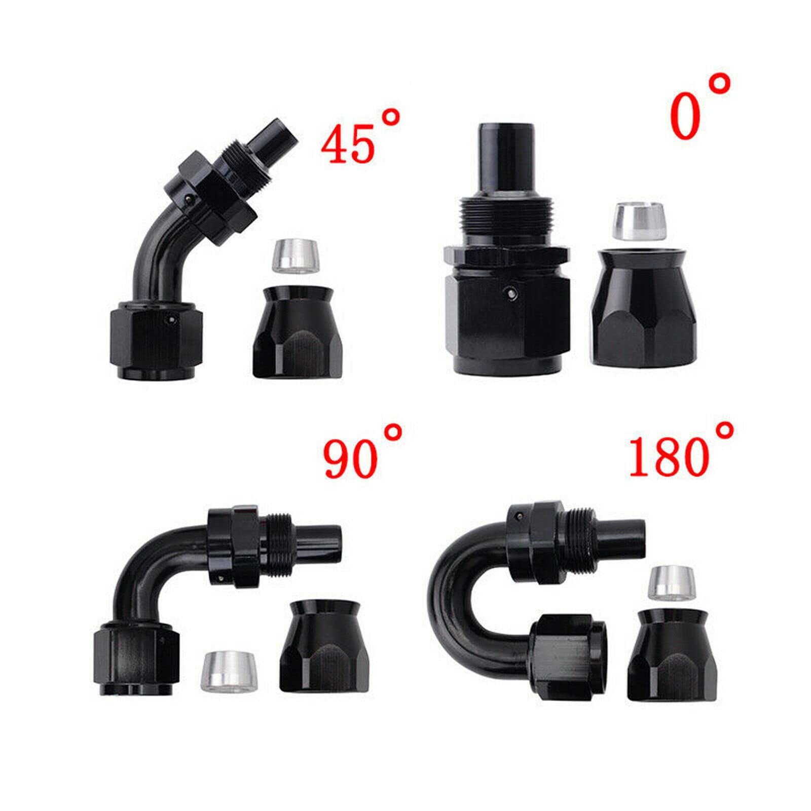 8AN 20FT PTFE Fuel Hose Kit with 10 Swivel Fittings - for Gas/Oil Transfer - Black