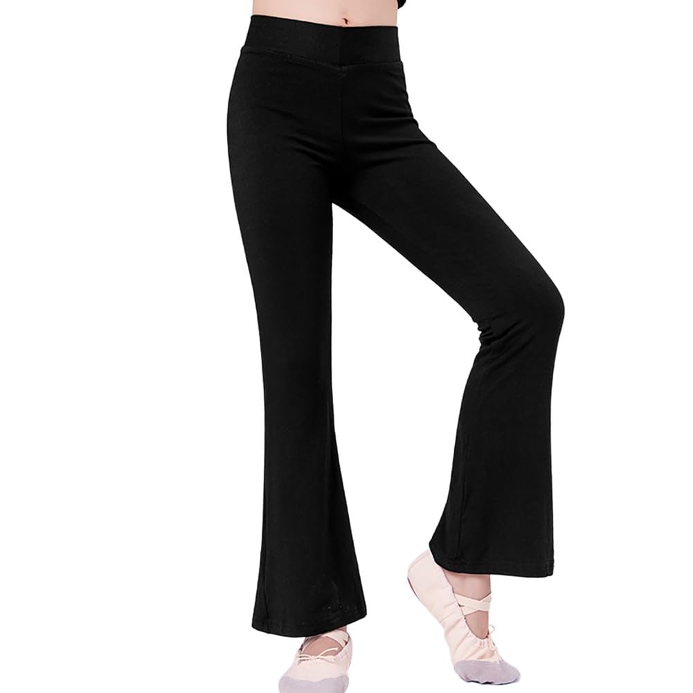 Naiyafly Women's High Waisted Flare Leggings - Stretchy Yoga Pants with Bell Bottoms, Solid Black Full Length Dance Tights for Yoga, Workout & Casual Wear