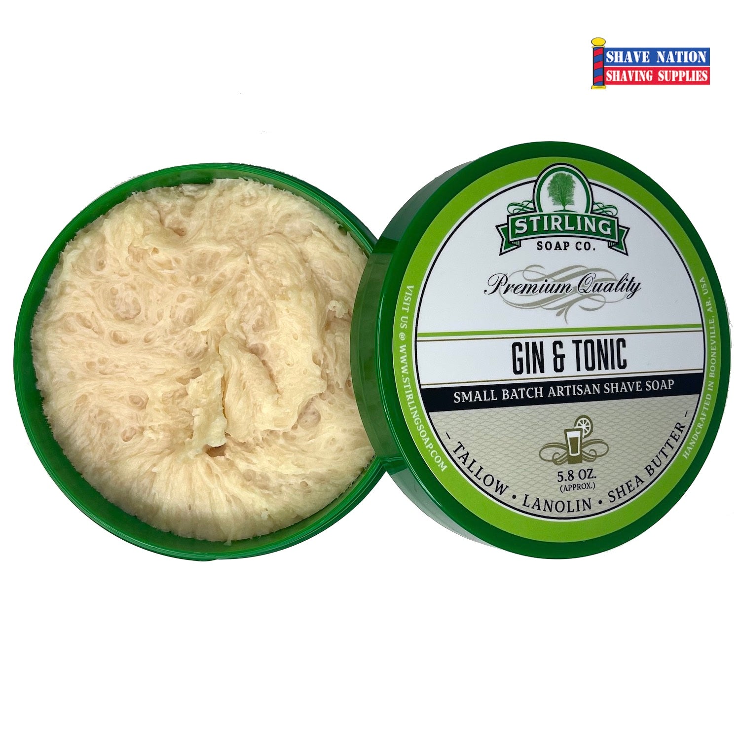 Premium Stirling Shaving Soap for Men - All-Natural Glycerin Shaving Soap Bar with Shea Butter & Essential Oils - Smooth, Close Shave for Sensitive Skin - Perfect for Wet Shaving, Travel & Grooming Kits