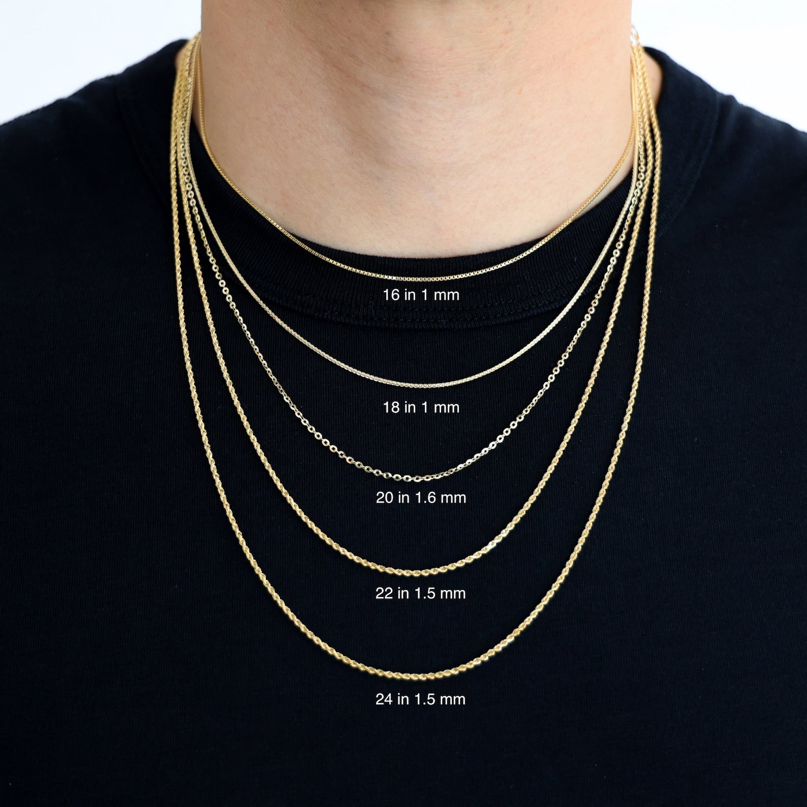 2mm Solid Gold Figaro Link Chain - Model 0490 | 14K/18K Yellow/White/Rose Gold | Durable & Hypoallergenic Jewelry for Men & Women | Perfect for Layering, Gifting & Everyday Wear