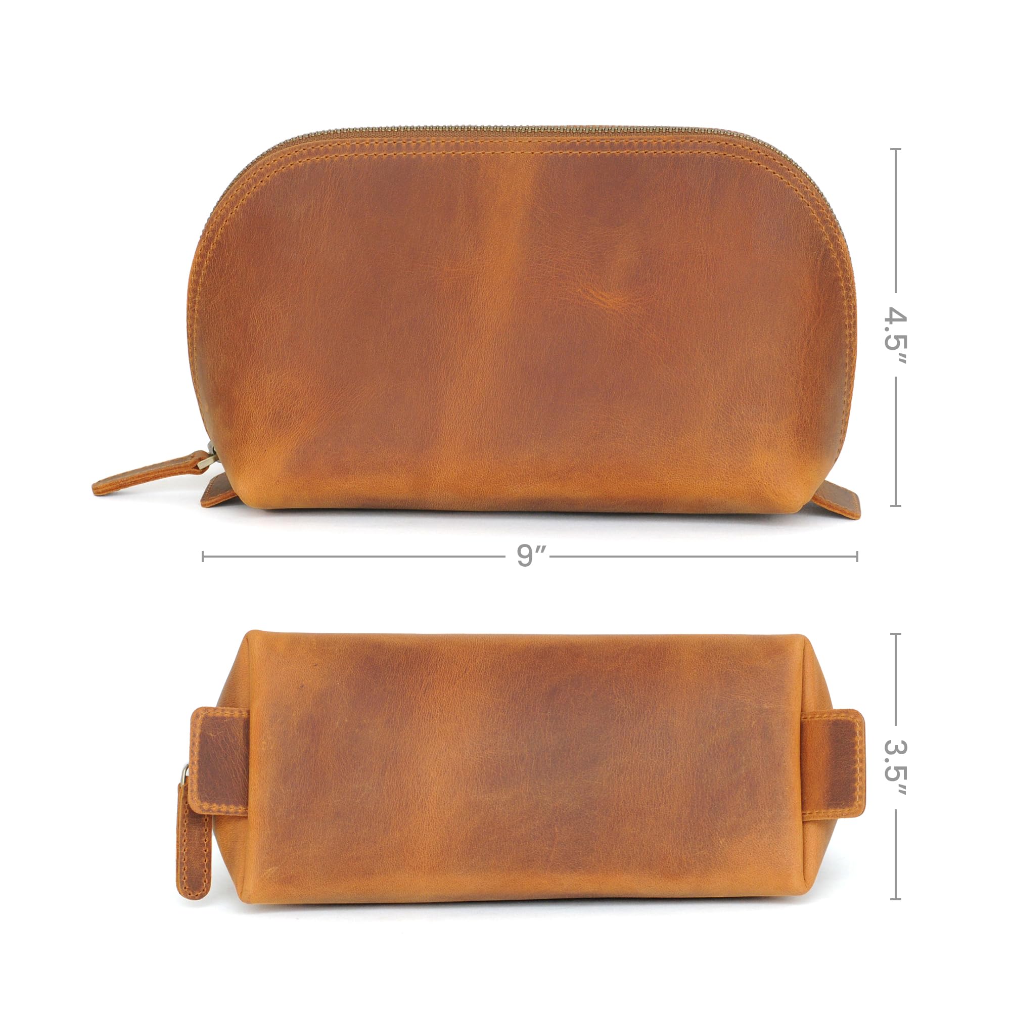 Handmade Leather Makeup Bag for Women - Customizable Travel Cosmetic Pouch for Toiletries & Essentials - Dark Brown Leather Gift for Holidays, Birthdays & Bridal Showers - Perfect for Travel, Vacation & Daily Use
