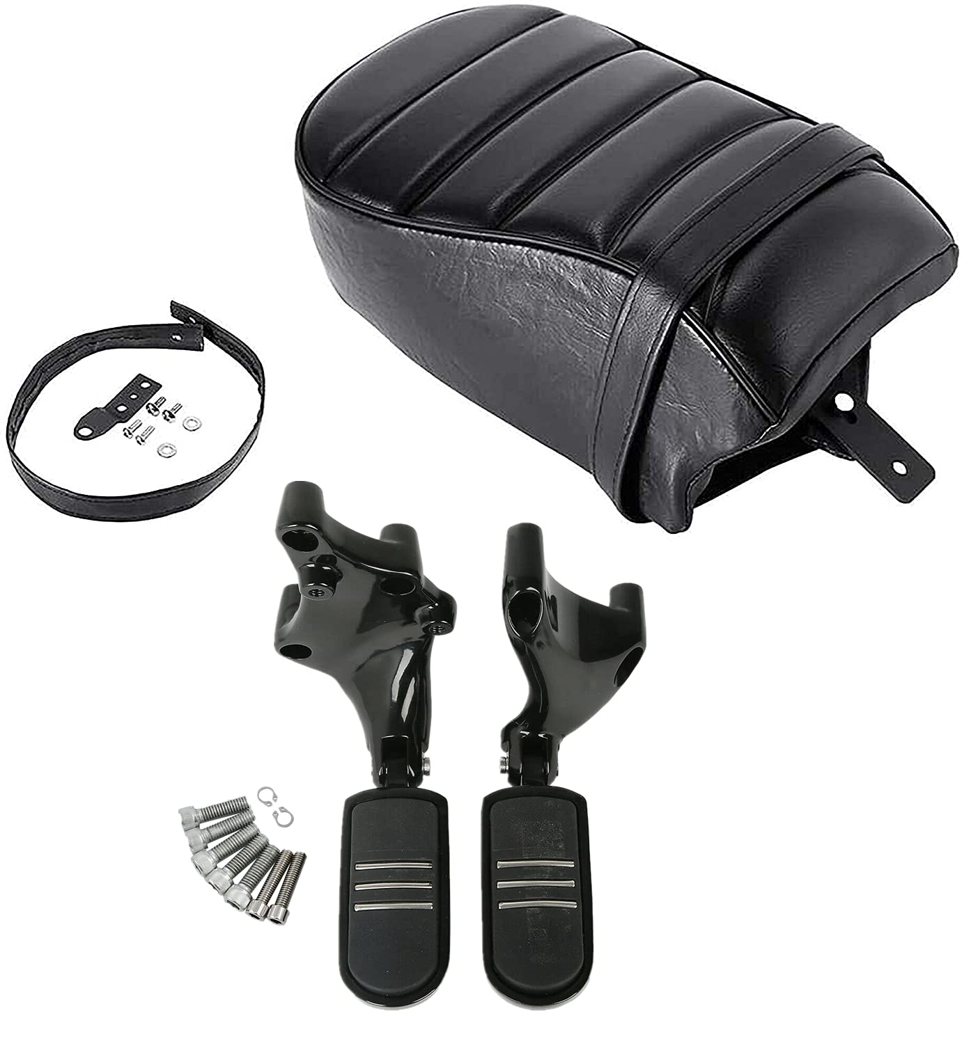 Harley Davidson Footpegs Kit - TCMT Rear Passenger Pillion Seat Footpegs Mount Compatible with Sportster Iron 883 XL883N (2016-2021) & Iron 1200 XL1200NS (2018-2021) - Perfect for Long Rides & Two-Up Riding