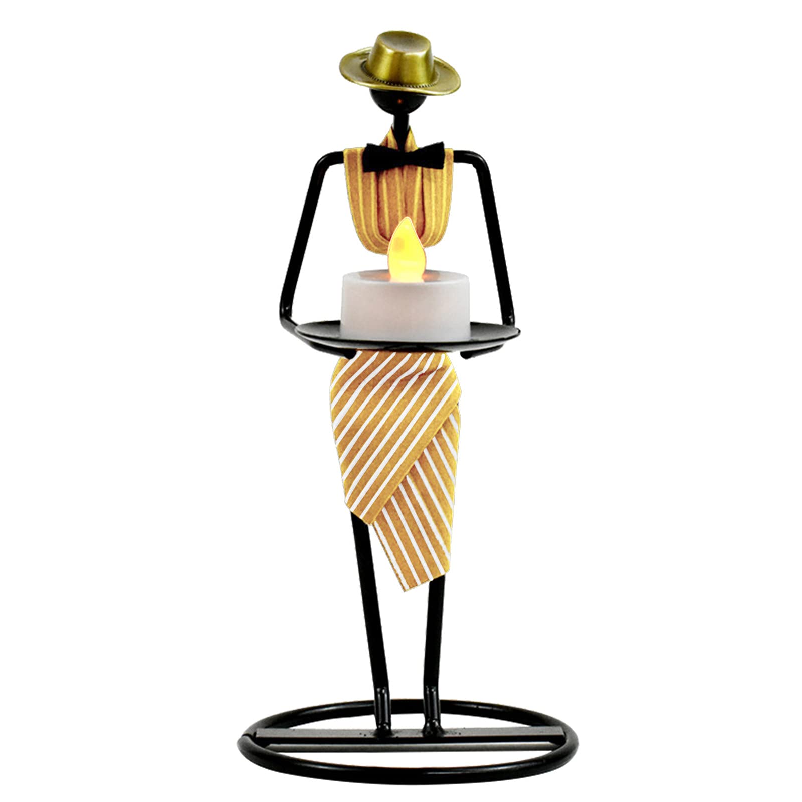 Vintage Metal Human Shaped Candlestick Holder - Creative Retro Dining Table Decor for Home, Party & Wedding Centerpiece - Home Textile Accessories (Yellow) - Perfect for Romantic Dinners, Themed Parties & Holiday Decorations