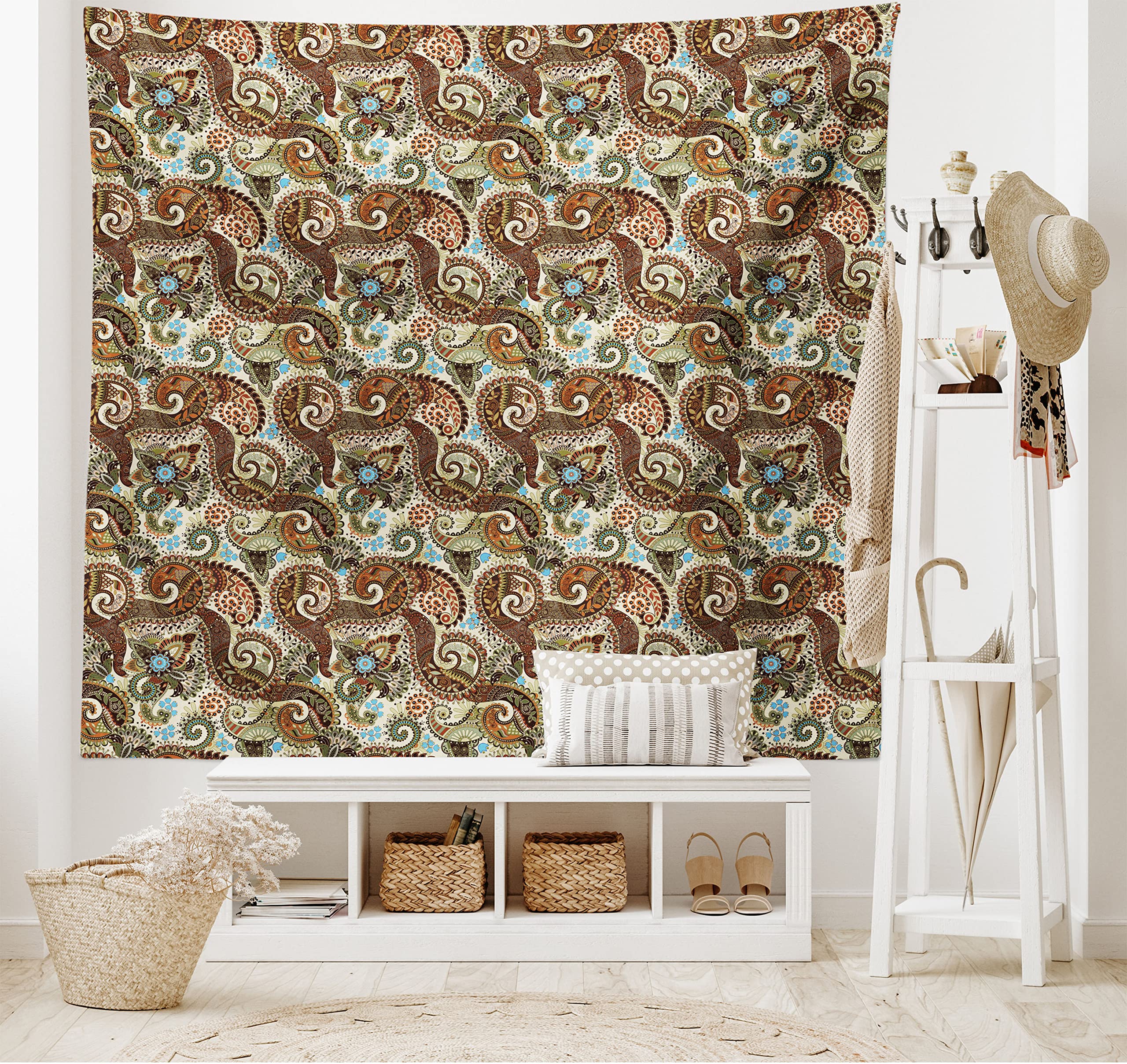 Ambesonne Paisley Tapestry Wall Hanging - Vintage Floral Swirl Design Home Decor for Bedroom, Living Room & Dorm - 40x60 Inch Multicolor Bohemian Style Tapestry - Perfect for Boho Chic Decor, Room Makeovers & Gift Ideas