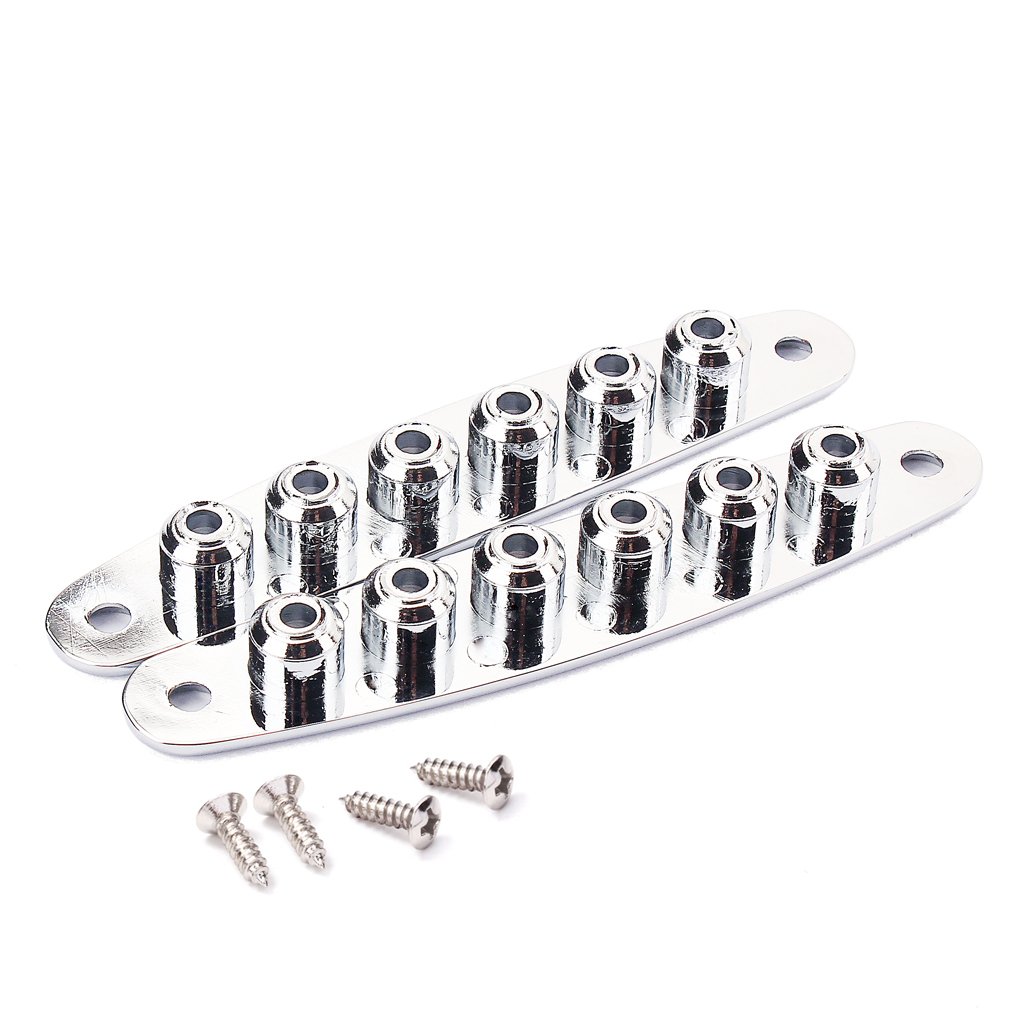 Alnicov Chrome Guitar Mounting Ferrules - Through Body String Bushing Metal Plate Replacement Parts for Bass Guitar | Perfect for DIY Guitar Repair & Upgrades