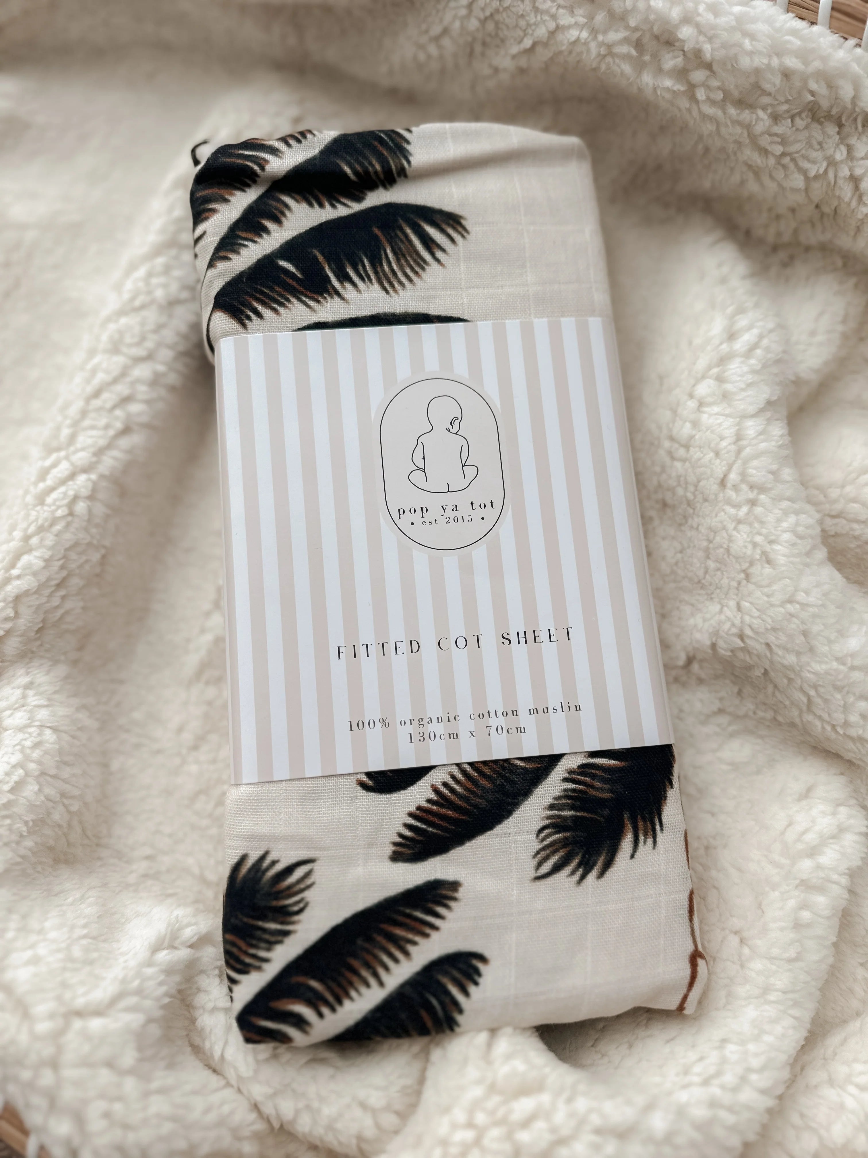Organic Muslin Cot Sheet for Baby Crib - Soft & Breathable Pop Ya Tot Daintree Collection - Perfect for Nursery, Swaddling & Playtime