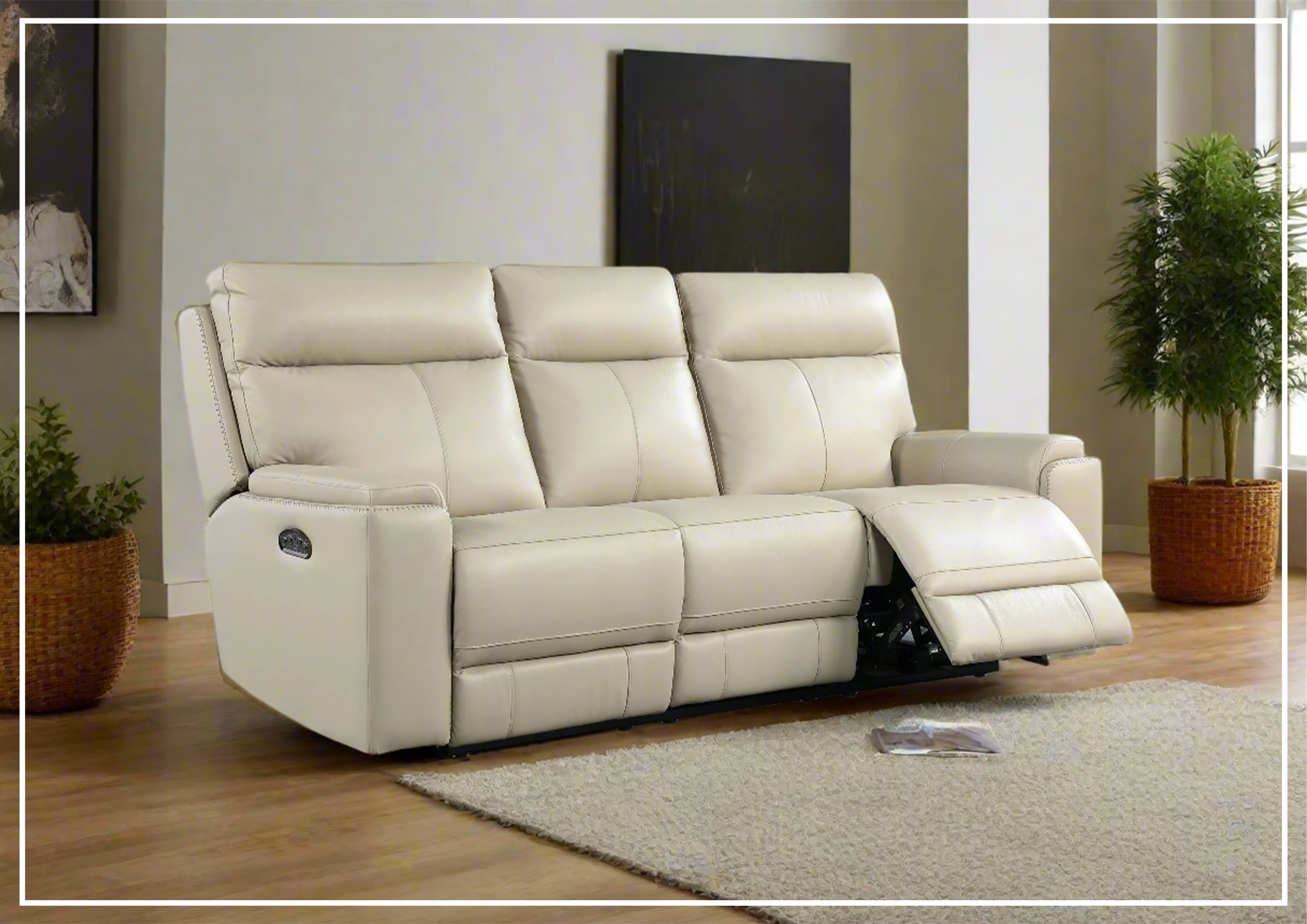 Gio Italia Bruna 3-Seater Genuine Leather Power Reclining Sofa - Modern Living Room Furniture for Home Theater & Relaxation
