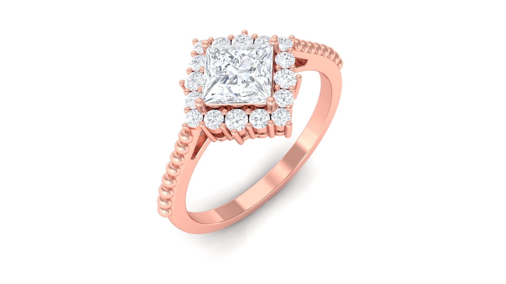 1.25 CT Princess Cut Moissanite Engagement Ring with Halo Setting - 14K Solid Gold Women's Wedding Band - Perfect for Proposals, Anniversaries & Special Occasions
