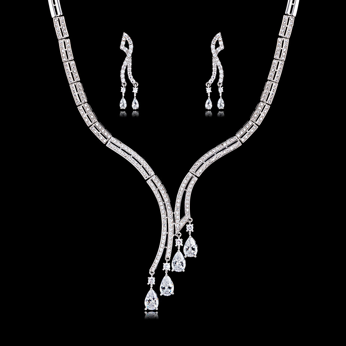 Elegant Cubic Zirconia Bridal Jewelry Set - Necklace & Earrings for Wedding, Engagement & Special Occasions | CN10167