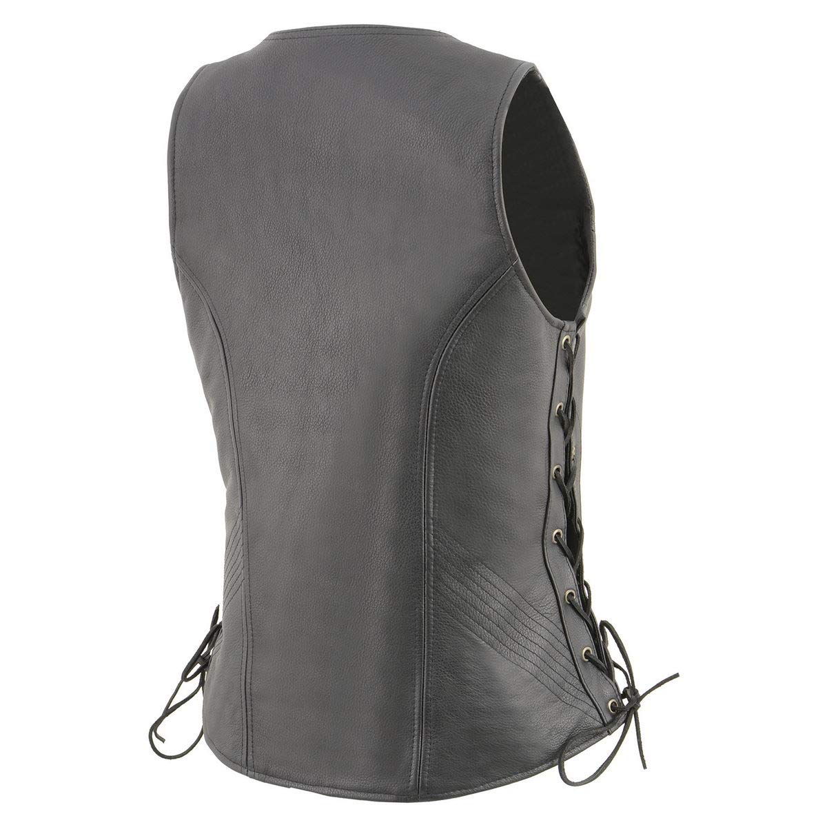 Milwaukee Leather MLL4532 Women's Premium Black Motorcycle Vest - Side Lace Design with Cool-Tec Leather Treatment for Comfort & Style | Perfect for Riding, Biker Events & Casual Outfits